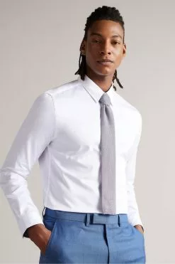 Ted Baker White Holmess Long Sleeve Slim Fit Shirt