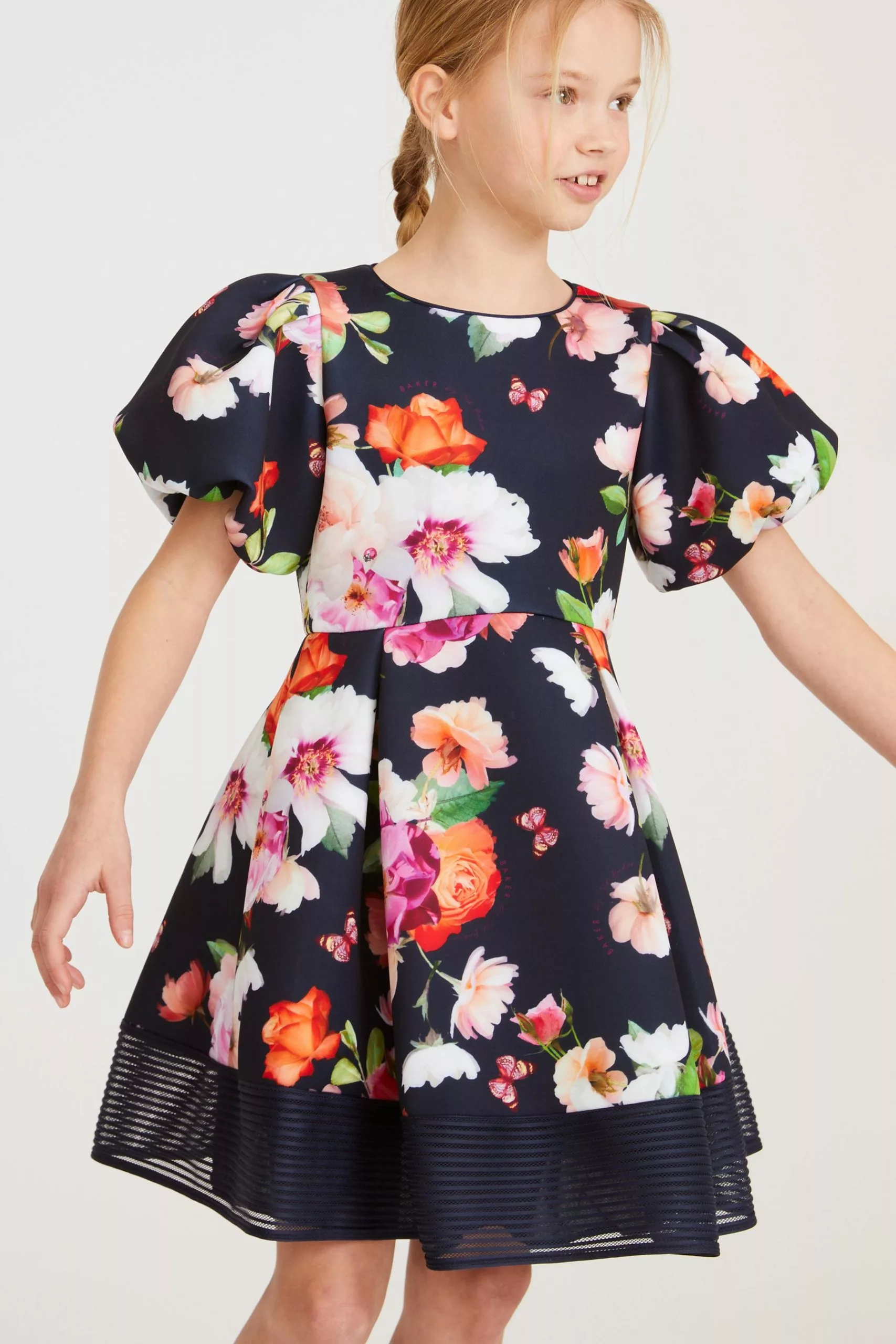 Baker By Ted Baker Navy Blue Floral Scuba Dress