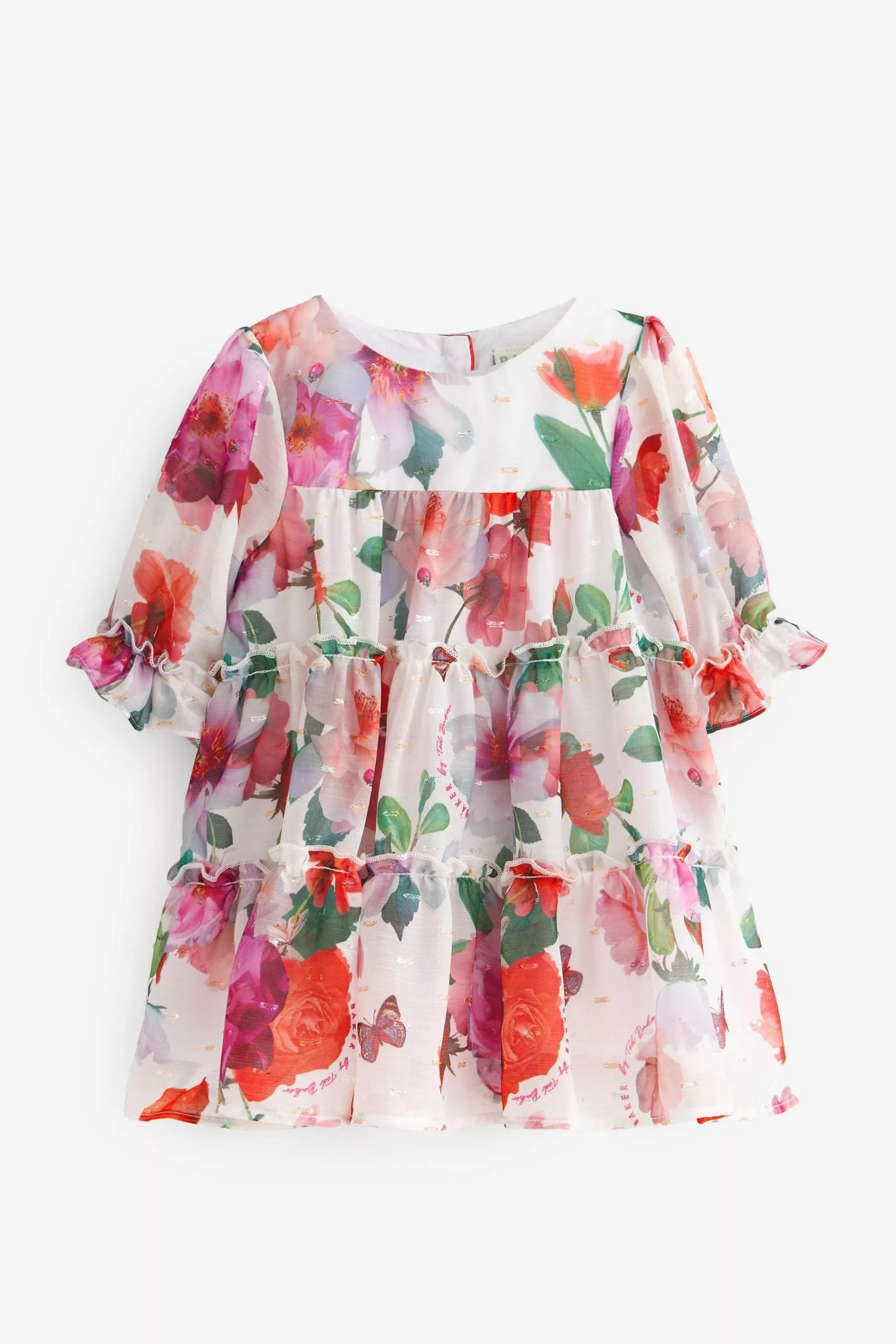 Baker By Ted Baker White Floral Chiffon Dress - Image 6
