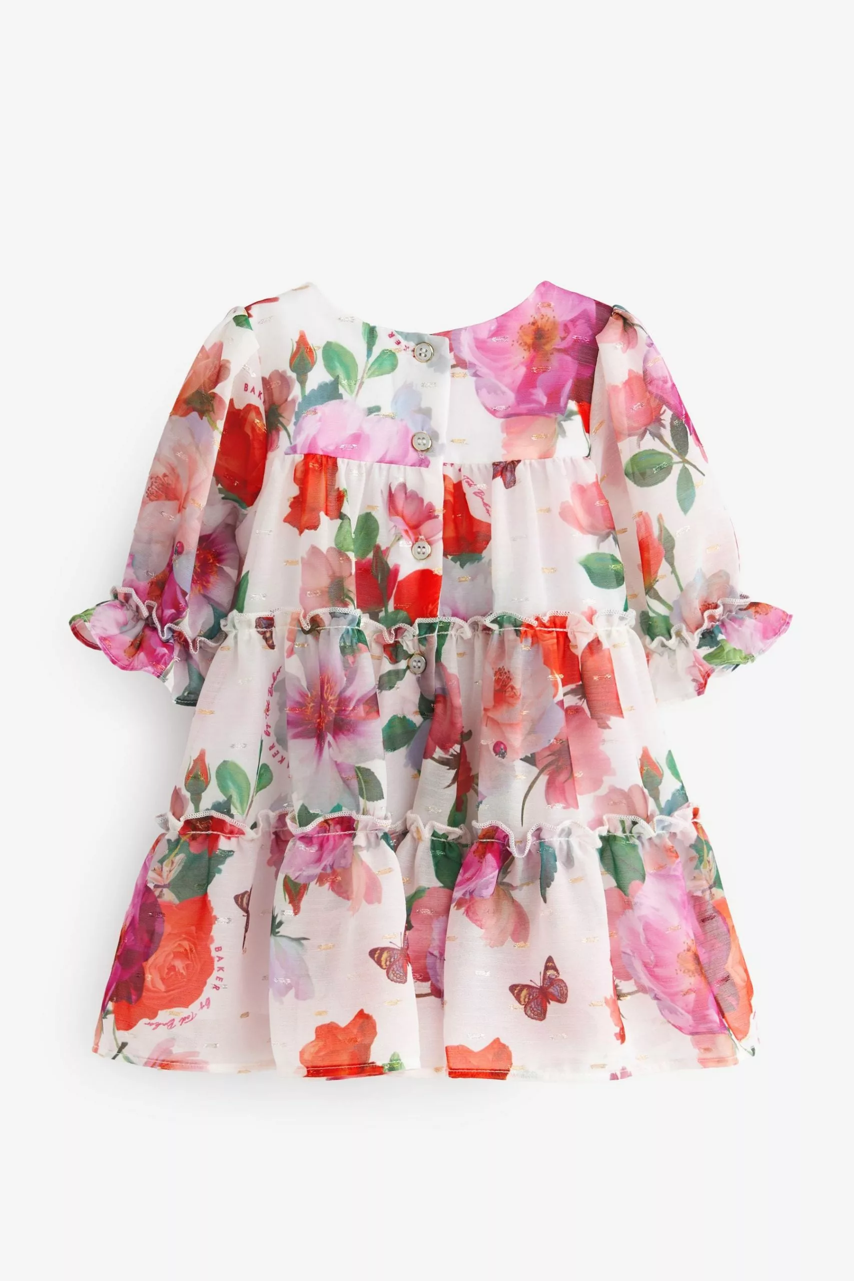 Baker By Ted Baker White Floral Chiffon Dress - Image 7