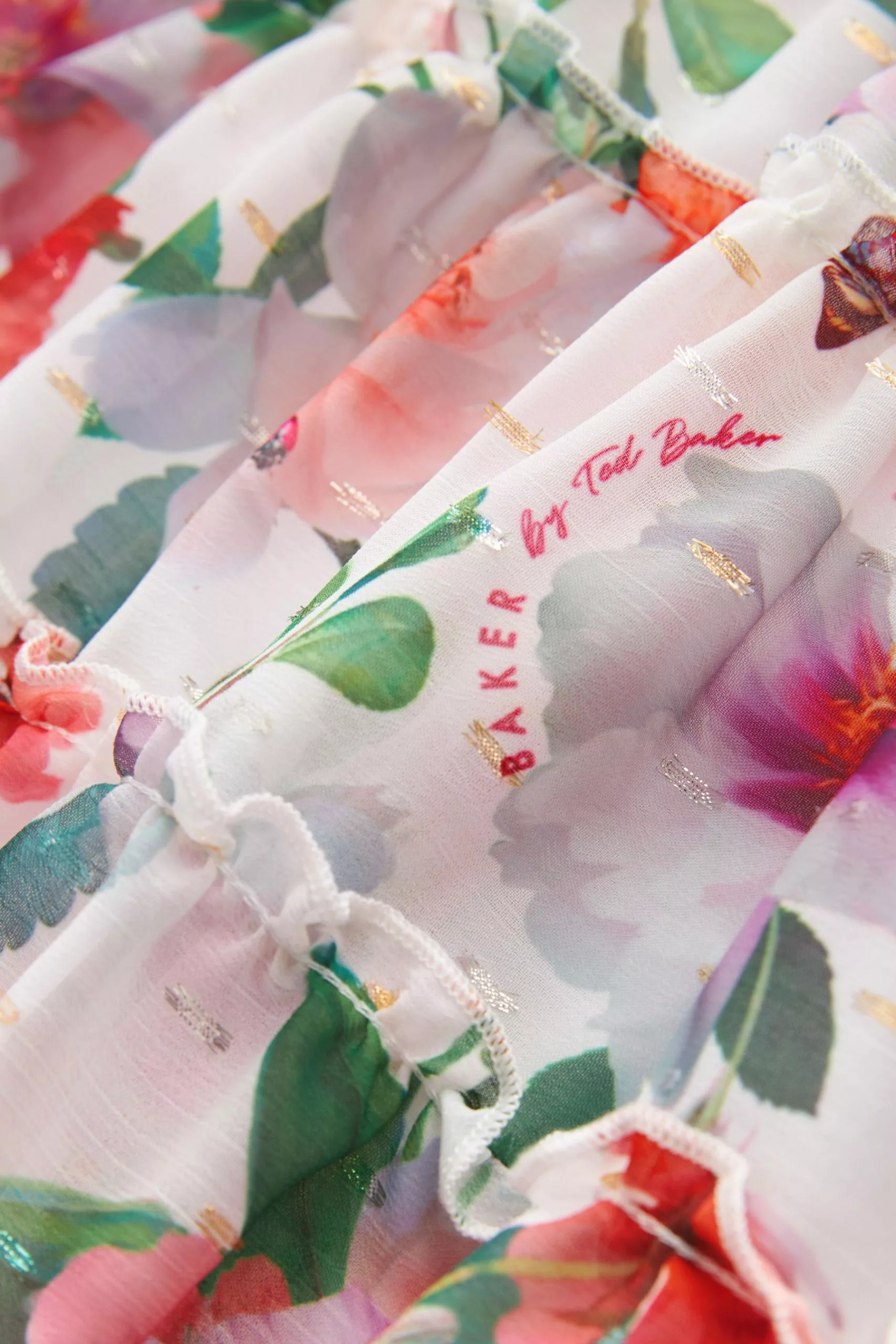 Baker By Ted Baker White Floral Chiffon Dress - Image 9