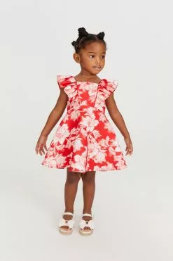 Baker By Ted Baker Red Glitch Print Scuba Dress