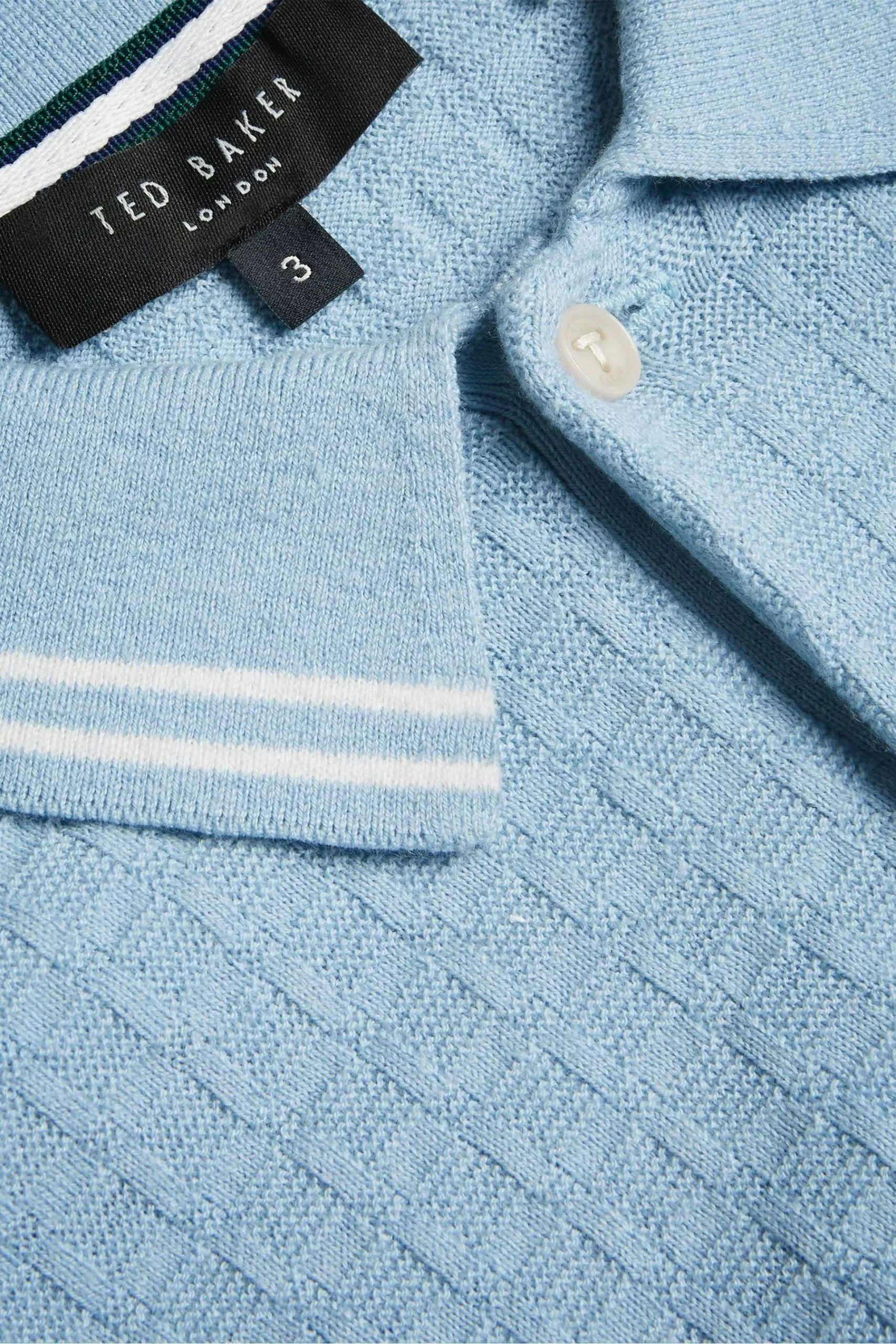 Ted Baker Blue Maytain Blue Short Sleeve Regular Textured Polo Shirt - Image 5