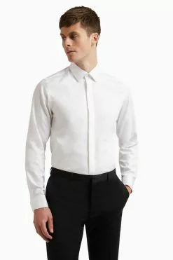 Ted Baker Tailoring Ted Baker White Stretch Double Cuff Slim Shirt