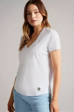 Ted Baker Lovage Easy Fit V-Neck White T-Shirt