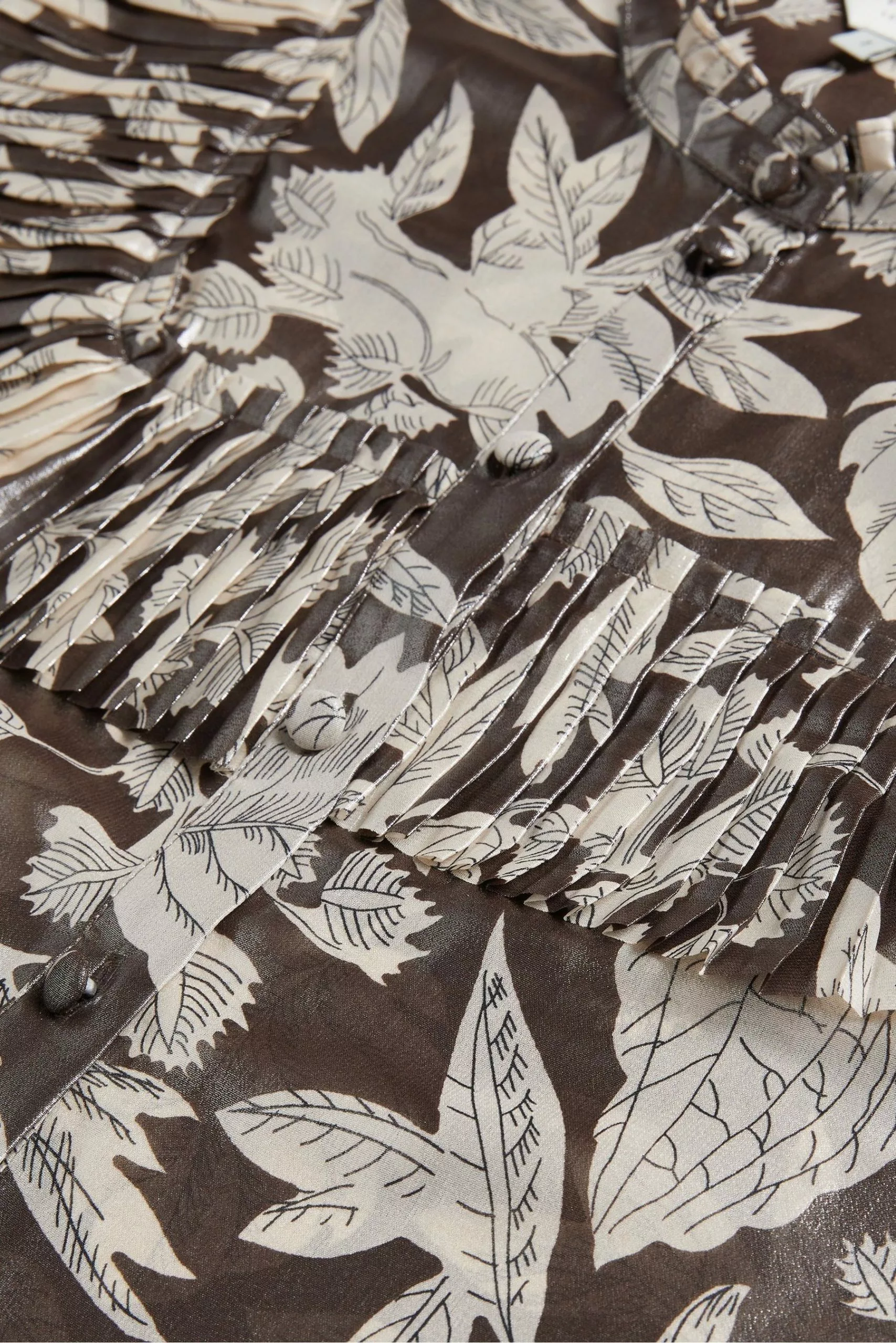 Ted Baker Dottiah Dark Brown Blouse With Ruffle Bib Detail - Image 5