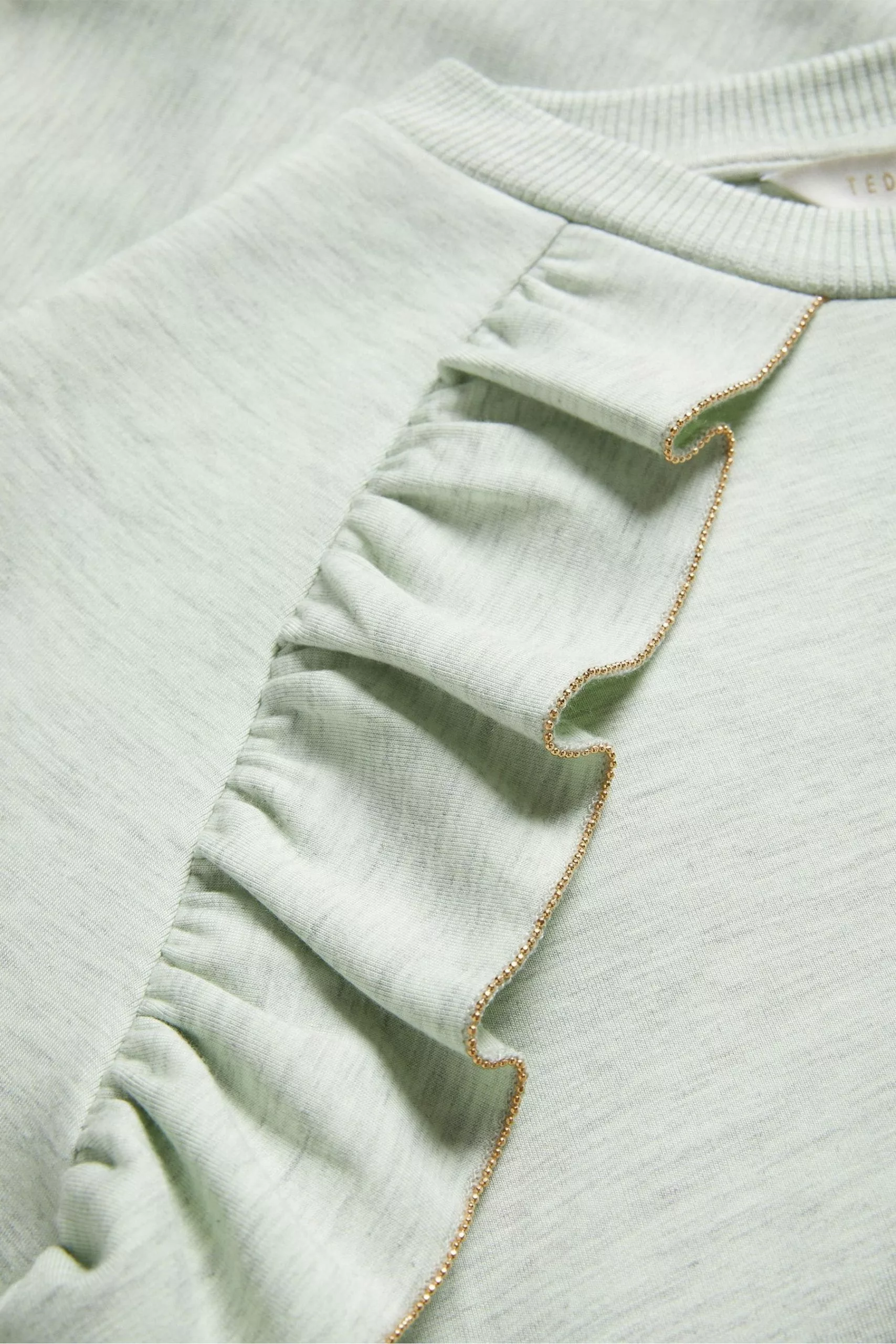 Ted Baker Green Yazme Frill Sweatshirt With Chain Trim Edge - Image 5