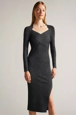 Ted Baker Tabytha Cross-Over Black Knit Dress