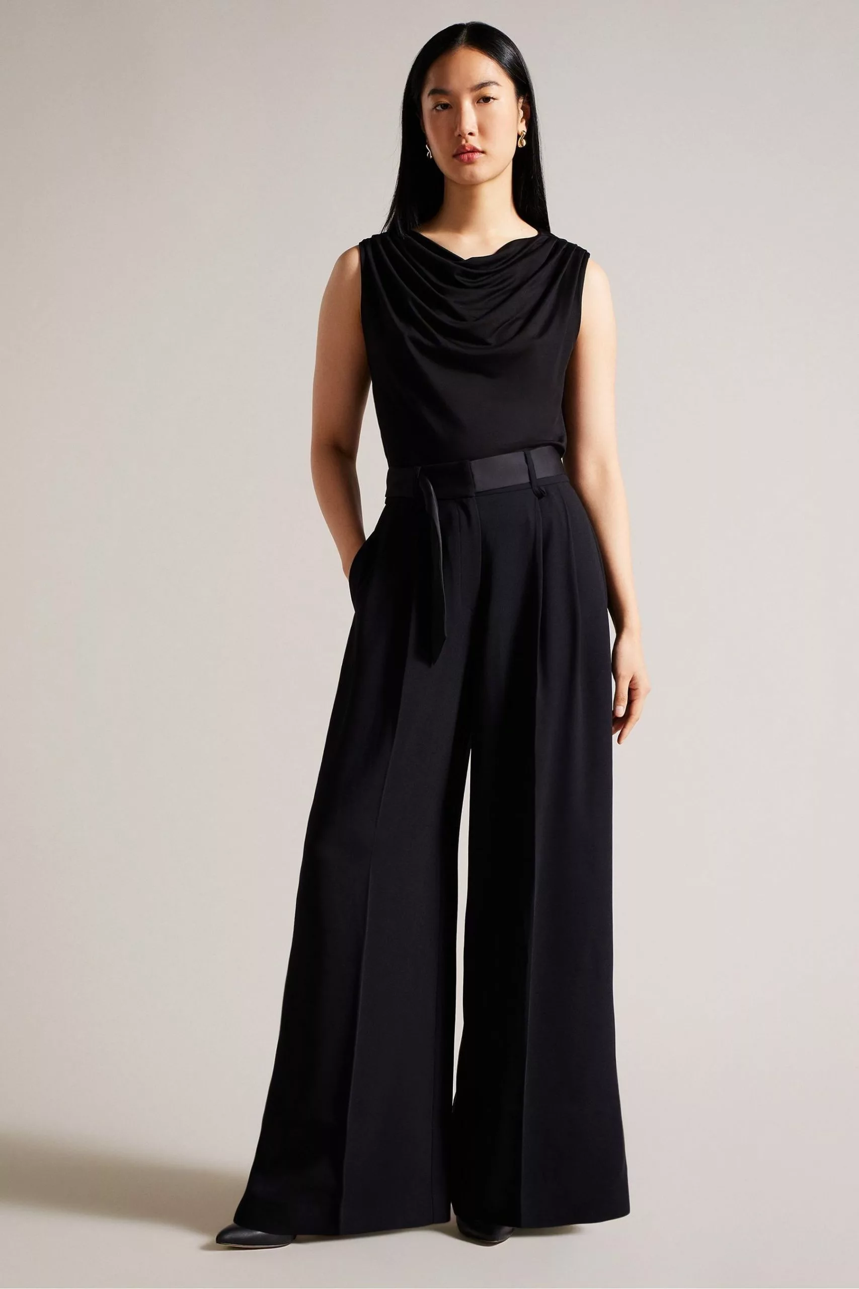 Ted Baker Margeta Black Circle Cut Draped Top - Image 2