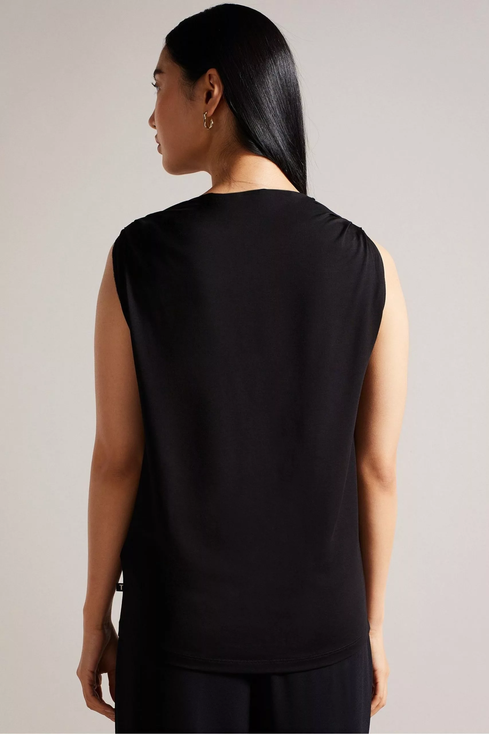 Ted Baker Margeta Black Circle Cut Draped Top - Image 3