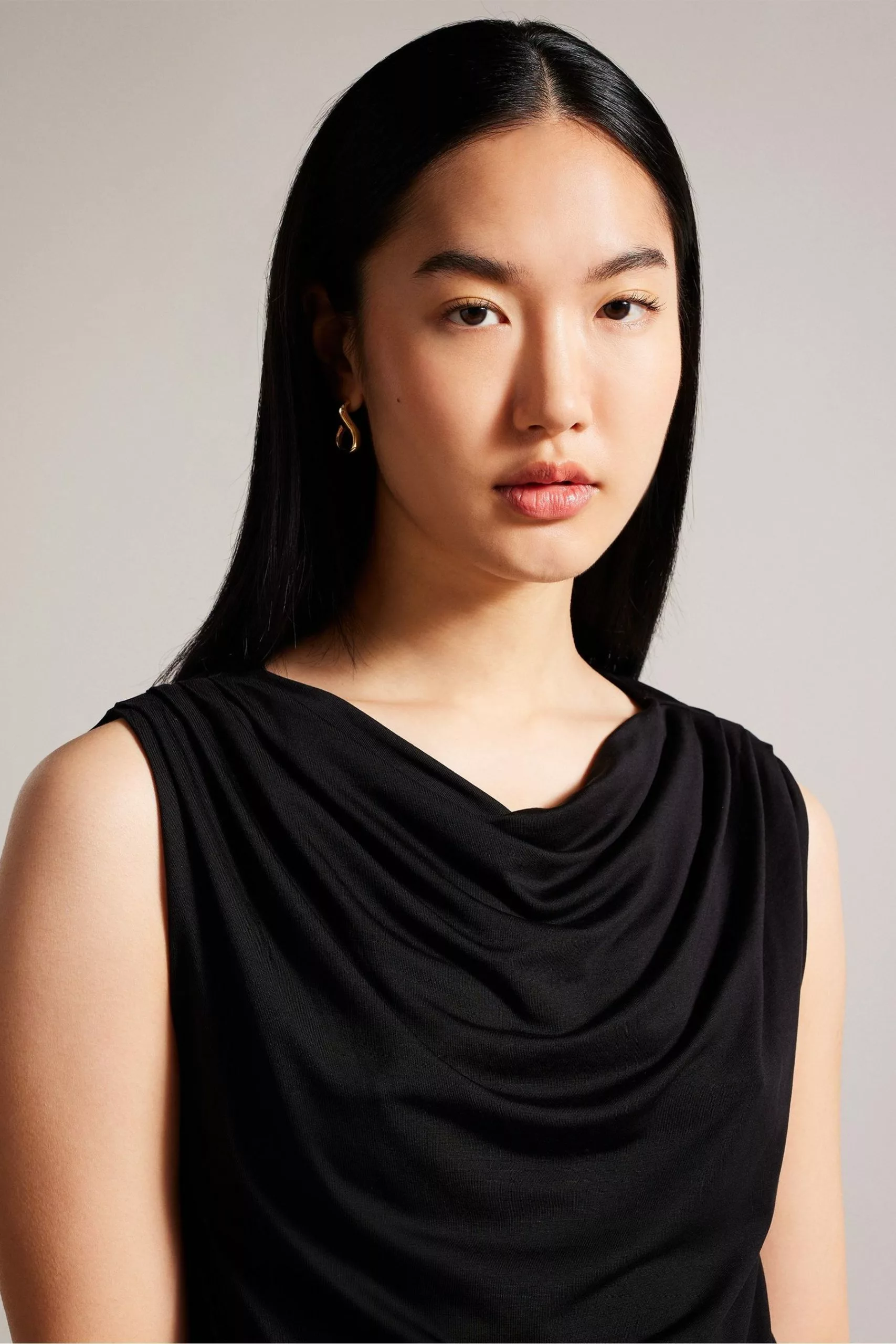 Ted Baker Margeta Black Circle Cut Draped Top - Image 4
