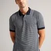 Ted Baker Navy Blue Taigaa Regular Striped Panelled Polo Shirt
