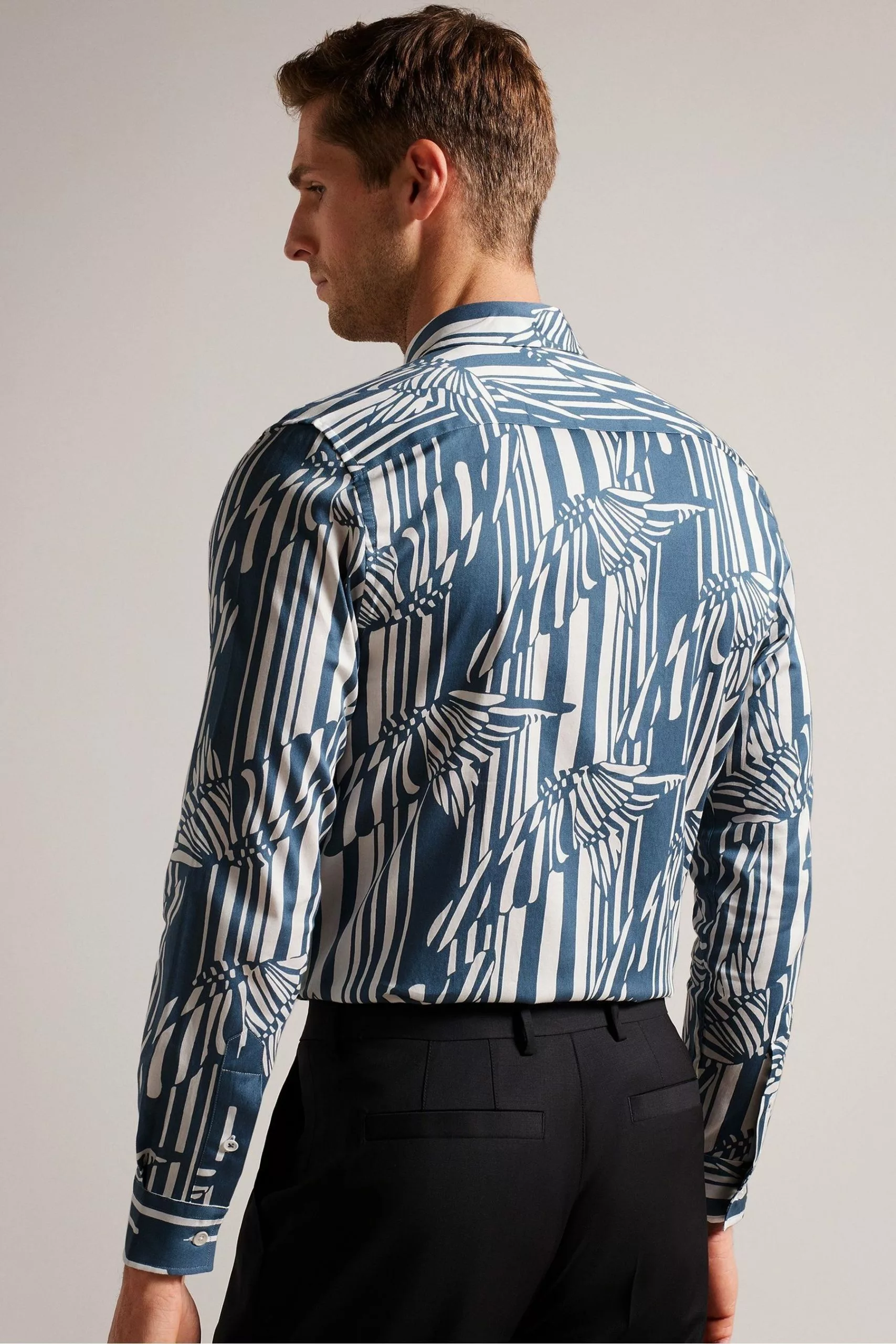 Ted Baker Chorley Blue Butterfly Stripe Print Shirt - Image 2