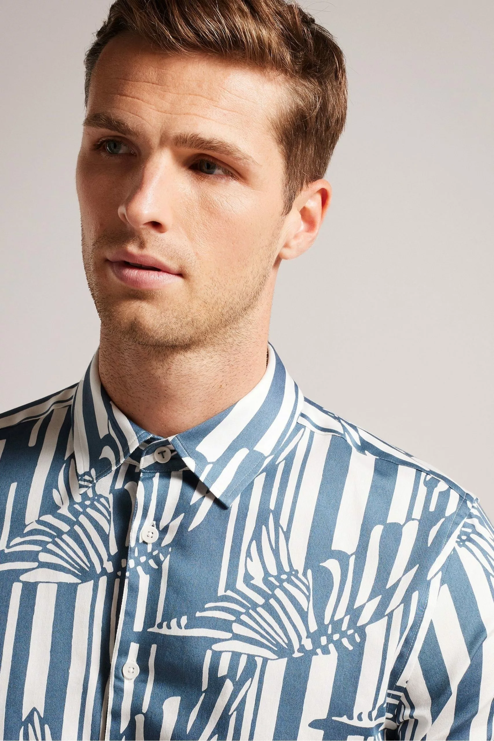 Ted Baker Chorley Blue Butterfly Stripe Print Shirt - Image 4
