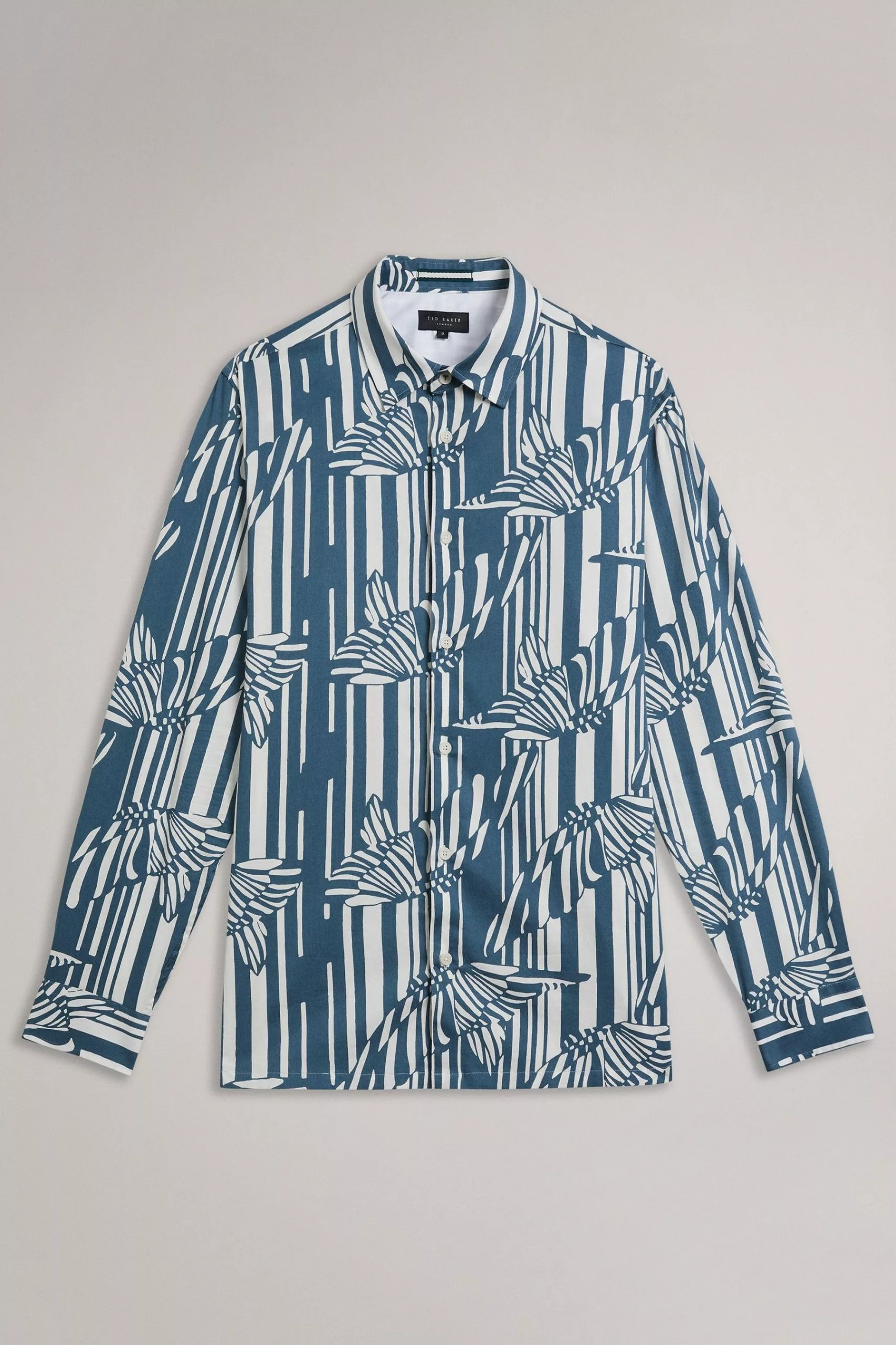 Ted Baker Chorley Blue Butterfly Stripe Print Shirt - Image 5