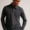 Ted Baker Grey Wavelo Long Sleeve Regular Fit Polo Shirt