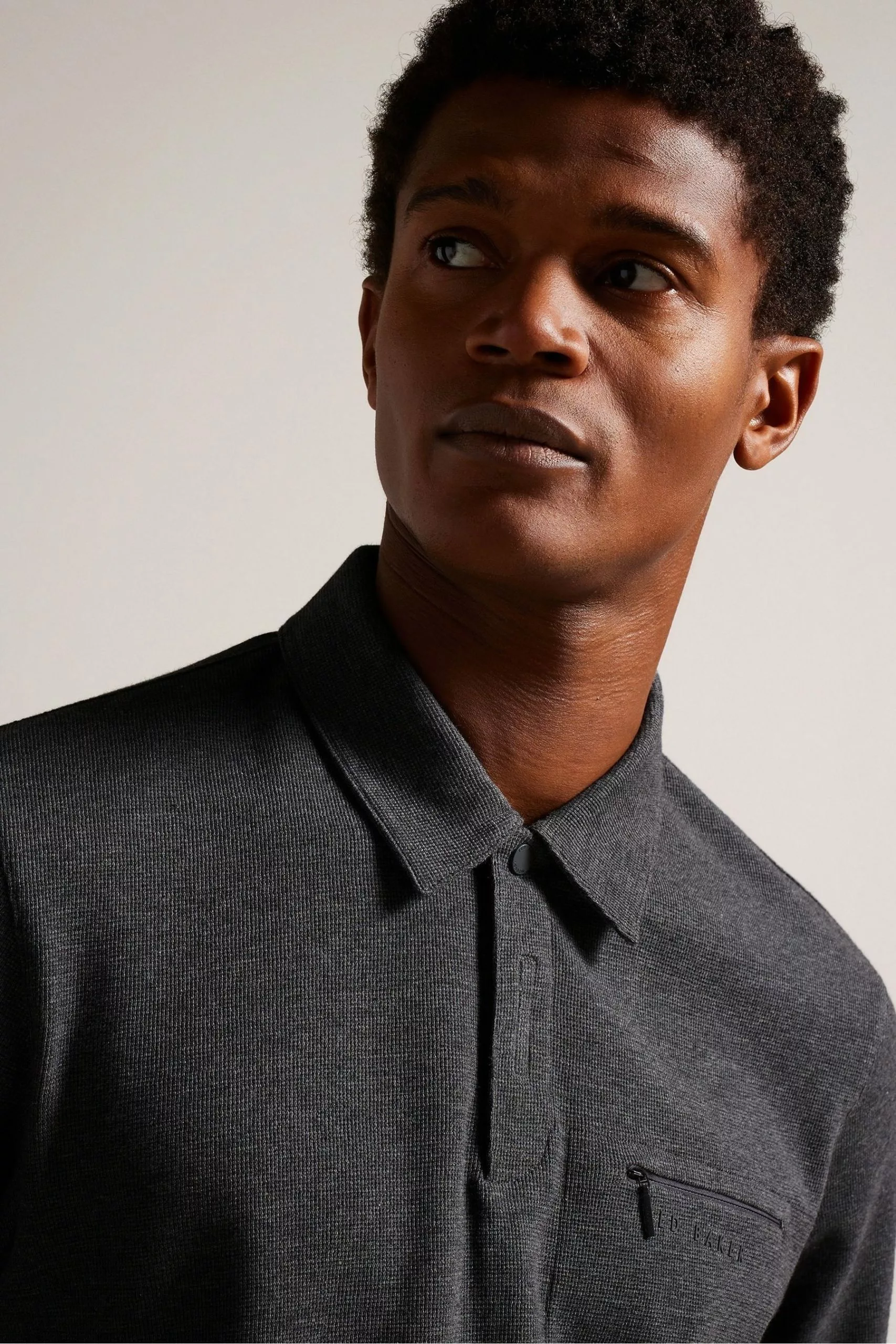 Ted Baker Grey Wavelo Long Sleeve Regular Fit Polo Shirt - Image 4
