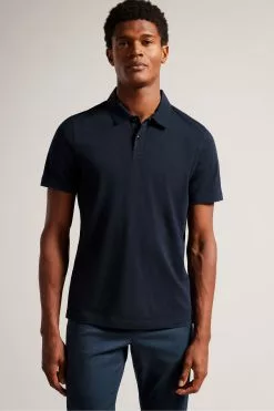 Ted Baker Polsden Navy Blue Short Sleeve Cashmere Blend Polo Shirt