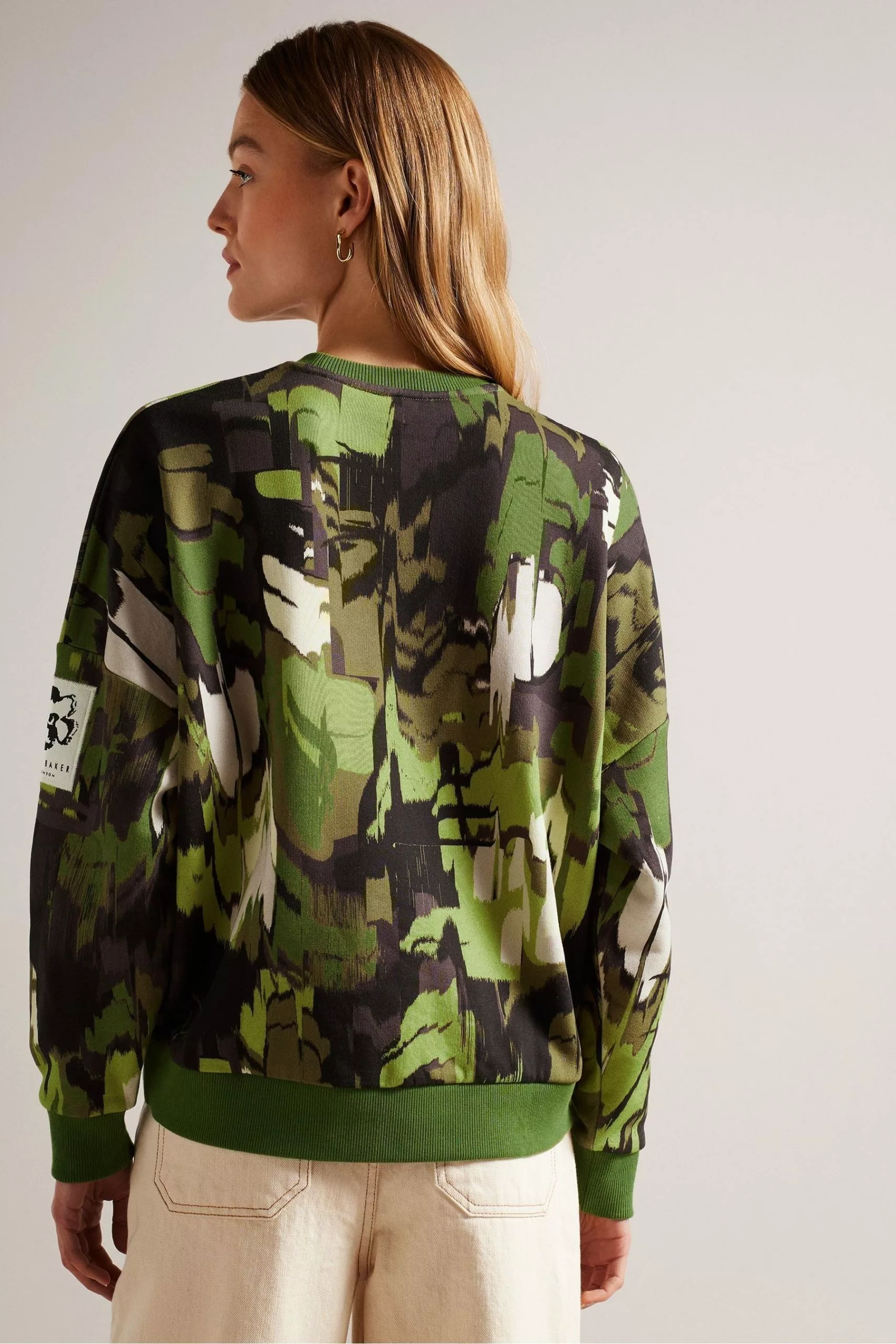 Ted Baker Green Hensely Flocked Printed Sweat T-Shirt - Image 2