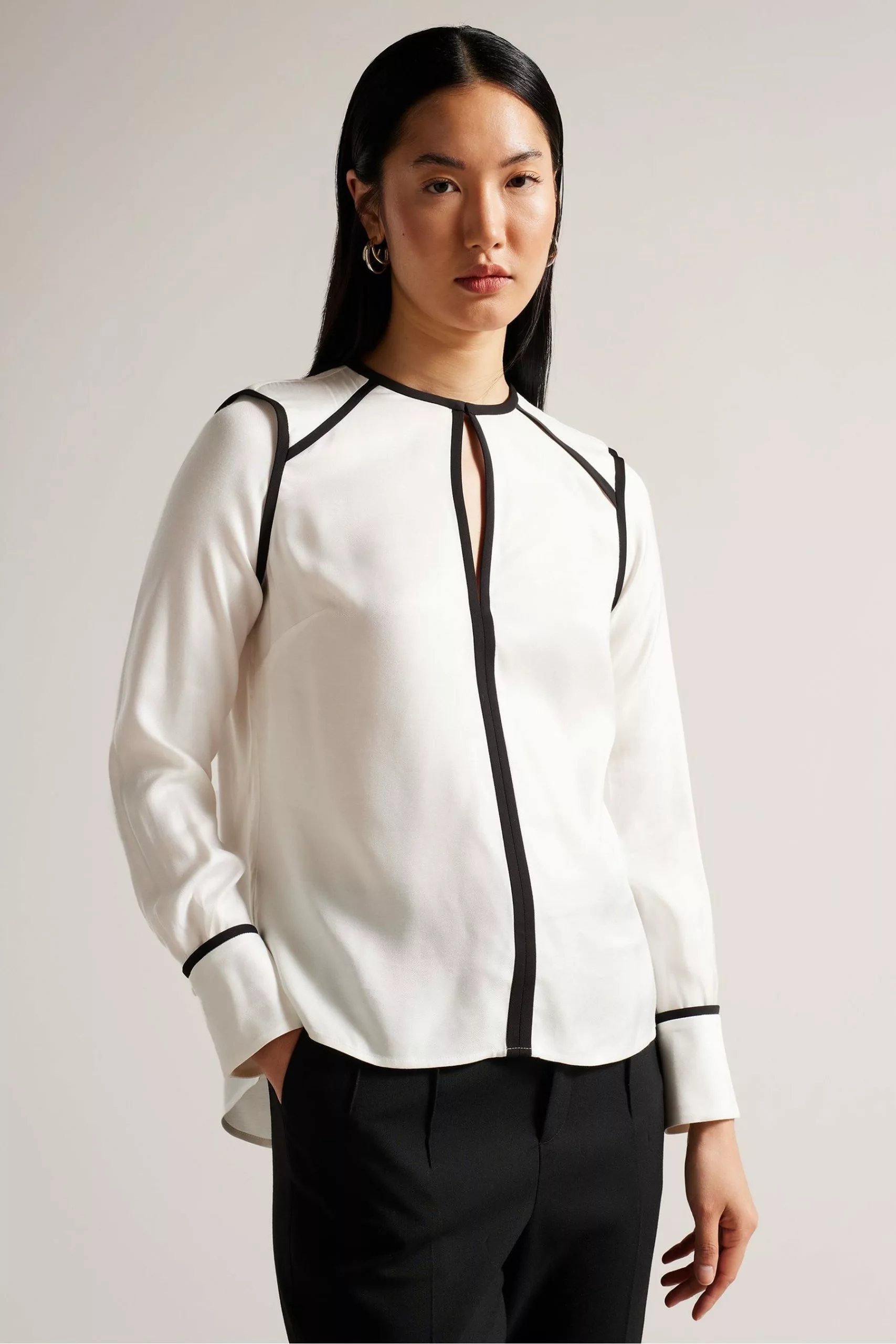 Ted Baker Serinia White Contrast Binding Blouse