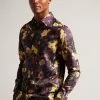 Ted Baker Sleven Watercolour Print Black Shirt