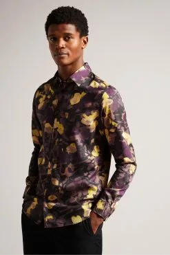 Ted Baker Sleven Watercolour Print Black Shirt