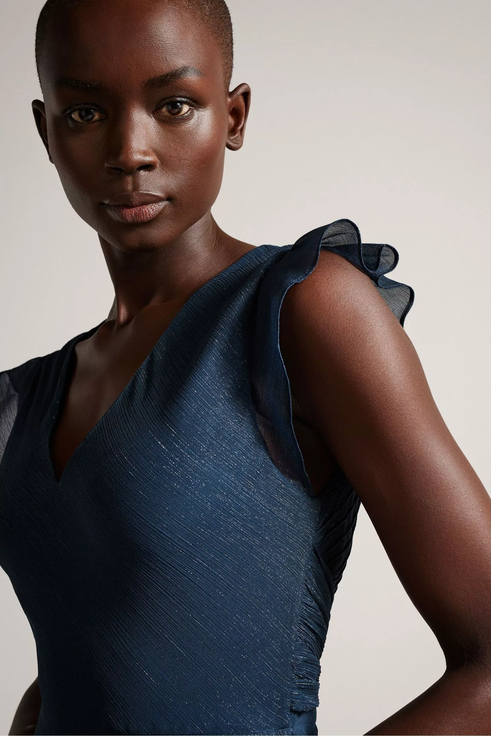 Ted Baker Blue Laurae Bias Cut Maxi Dress With Ruffle Detail - Image 4