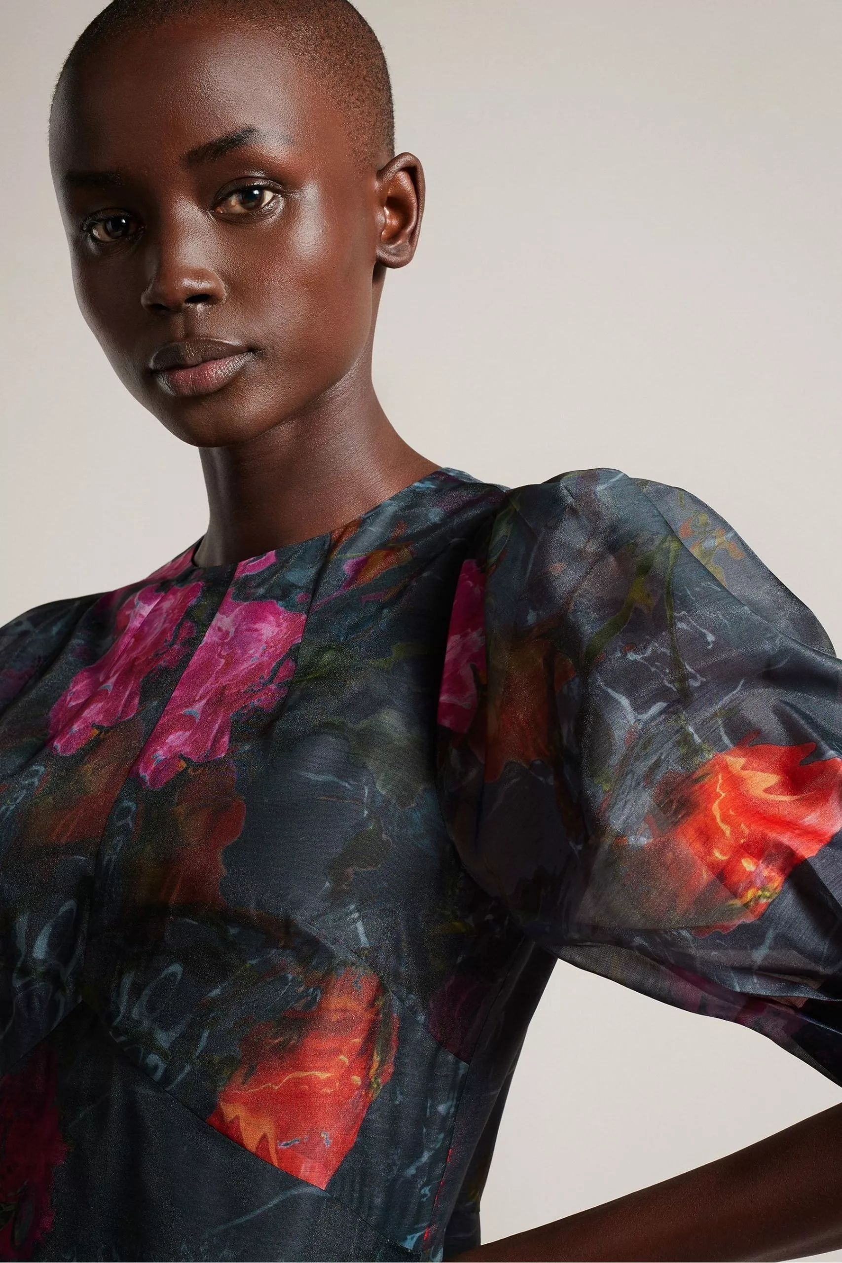 Ted Baker Mekayla Black Empire Line Midi Dress With Puff Sleeve - Image 3