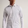 Ted Baker Willuw White Long Sleeve Line Geo Print Shirt