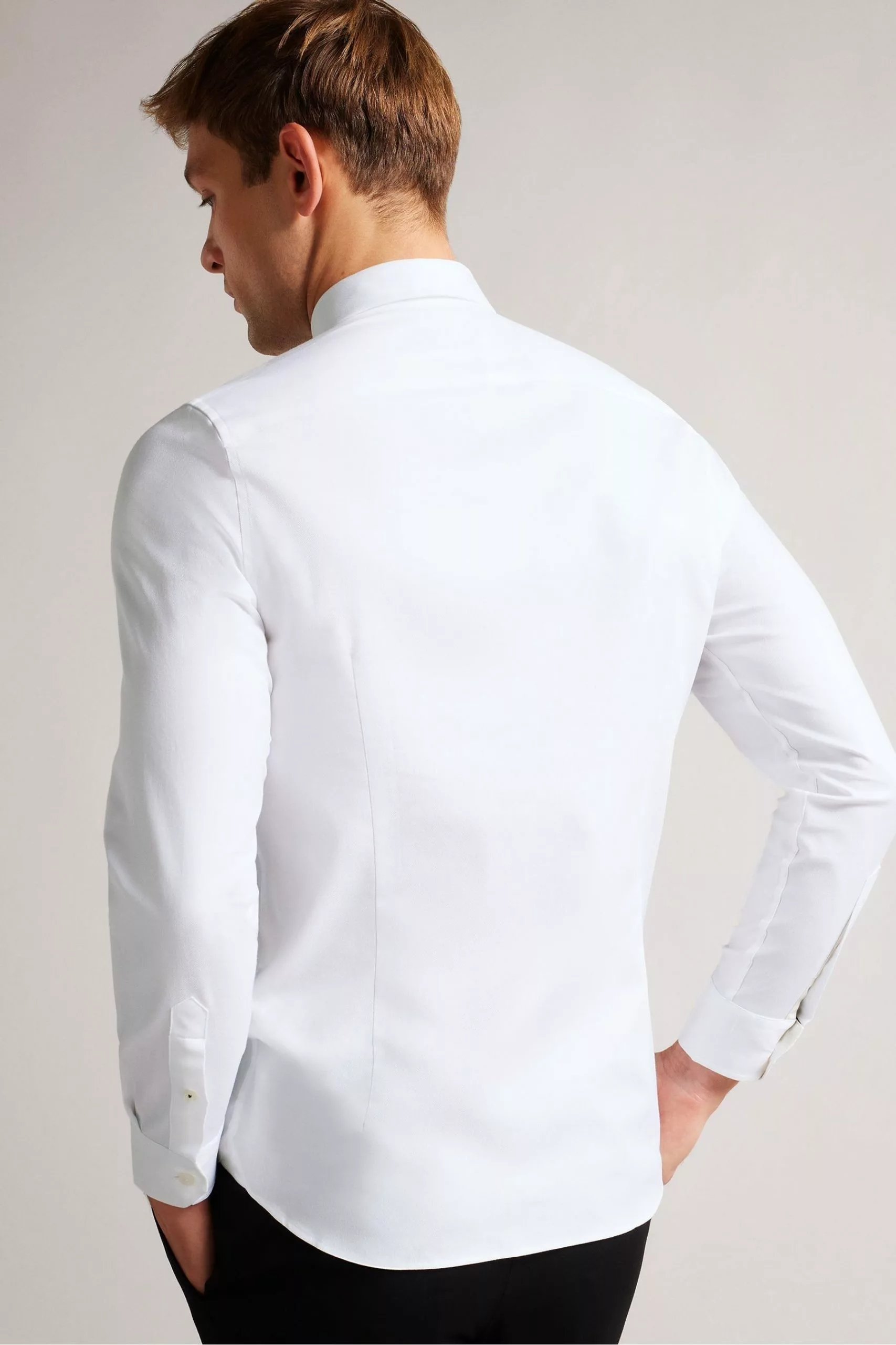 Ted Baker Witone White Woven Herringbone Shirt - Image 2