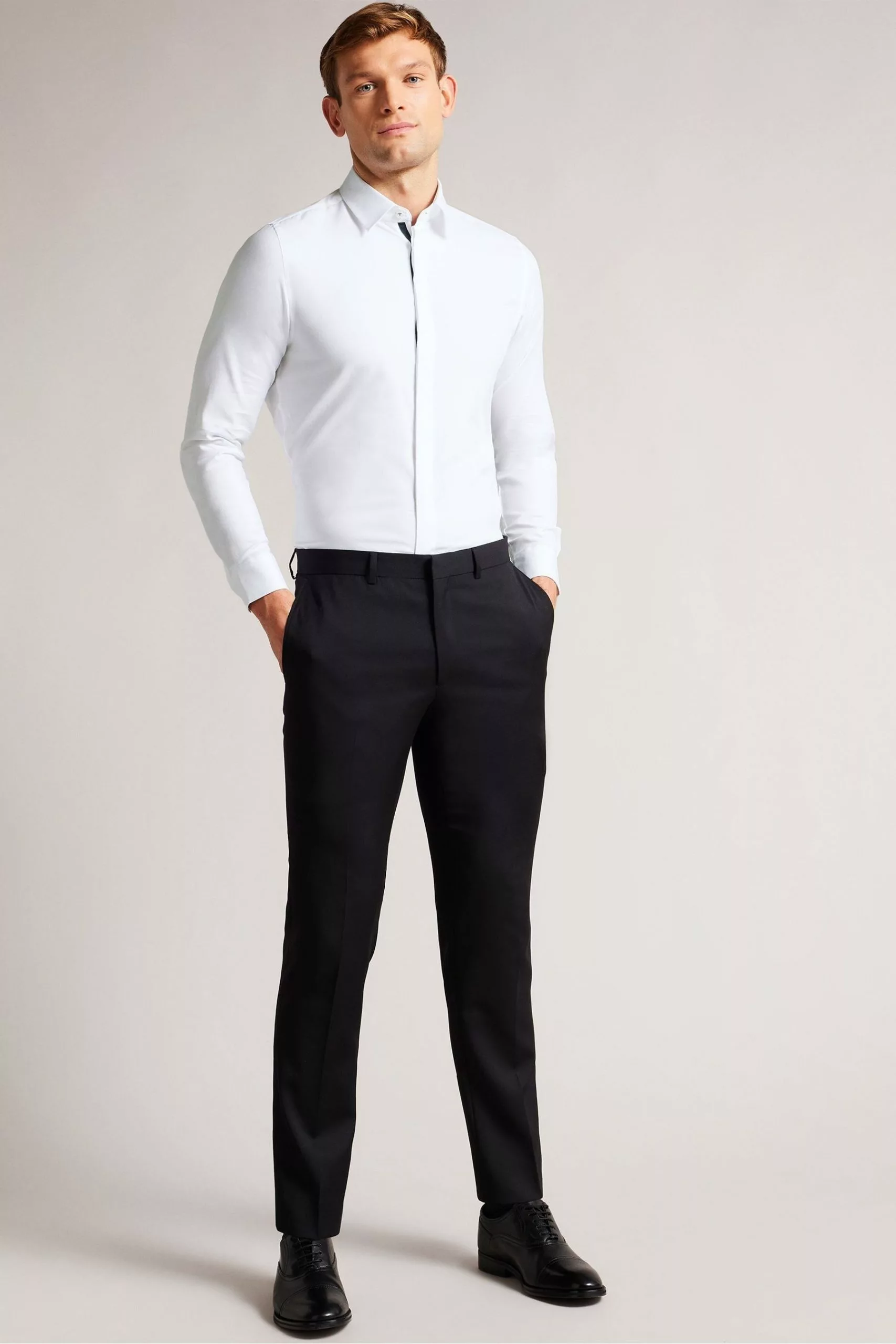 Ted Baker Witone White Woven Herringbone Shirt - Image 3