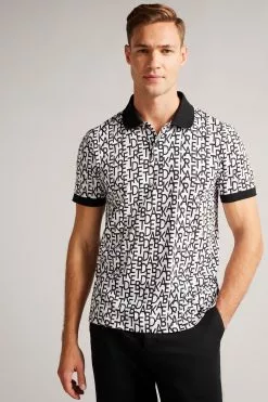 Ted Baker Chapar White Short Sleeve Regular Printed Polo Shirt