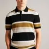 Ted Baker Confer Natural Short Sleeve Regular Striped Polo Shirt