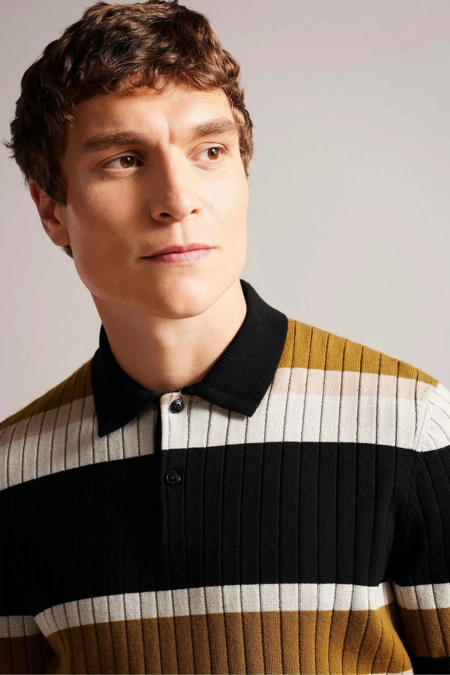 Ted Baker Confer Natural Short Sleeve Regular Striped Polo Shirt - Image 4