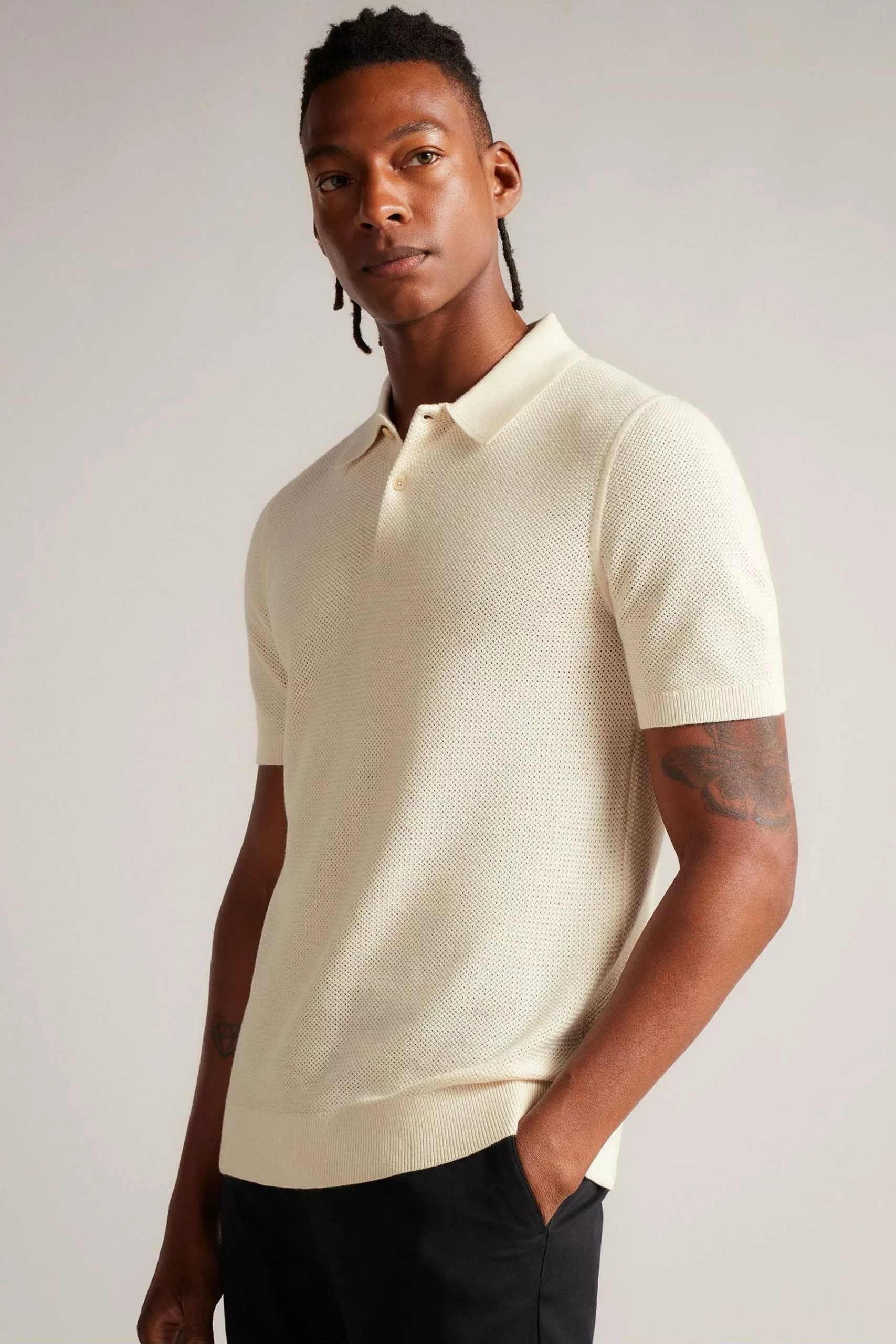 Ted Baker Imago Natural Regular Knitted Polo Shirt