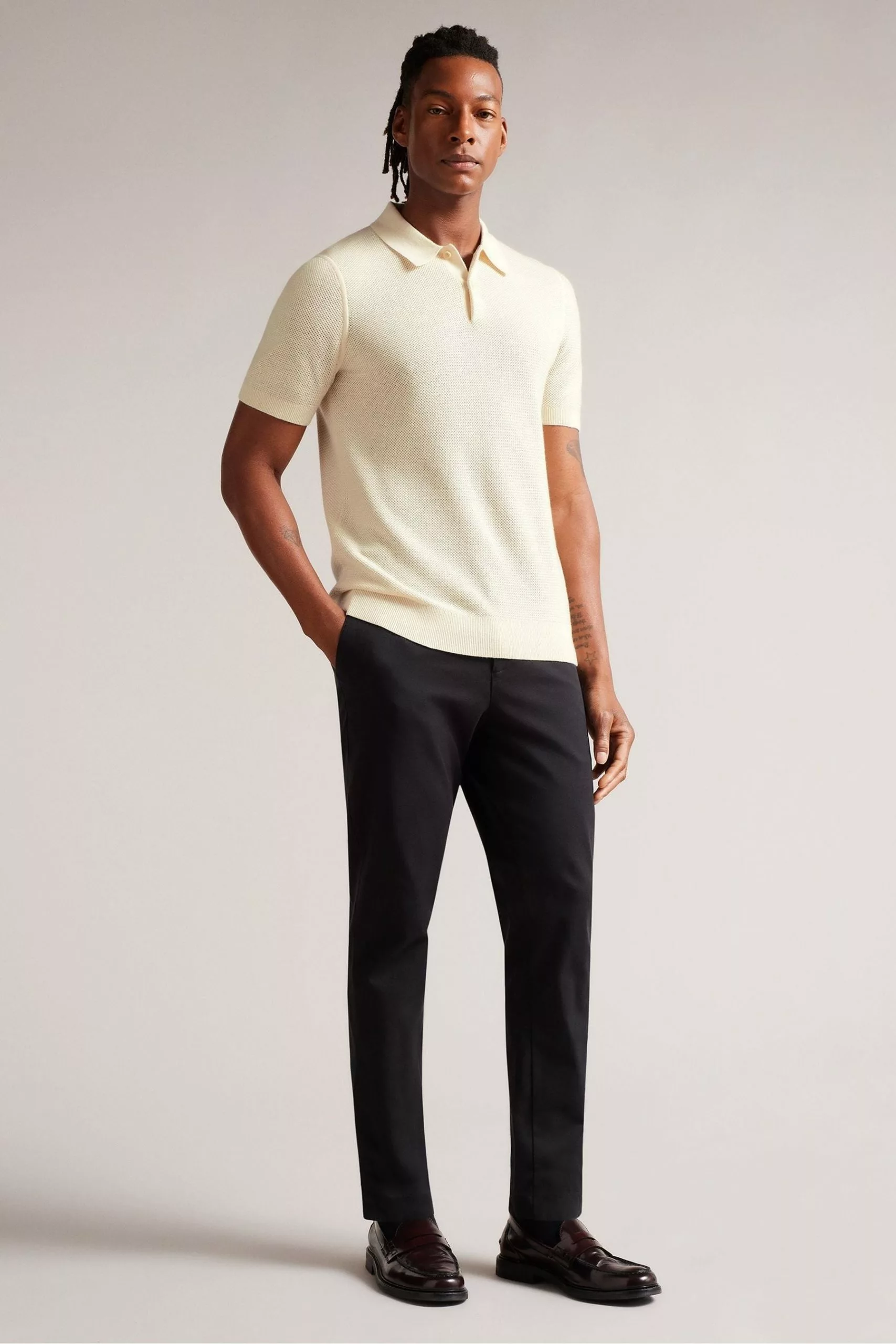 Ted Baker Imago Natural Regular Knitted Polo Shirt - Image 3