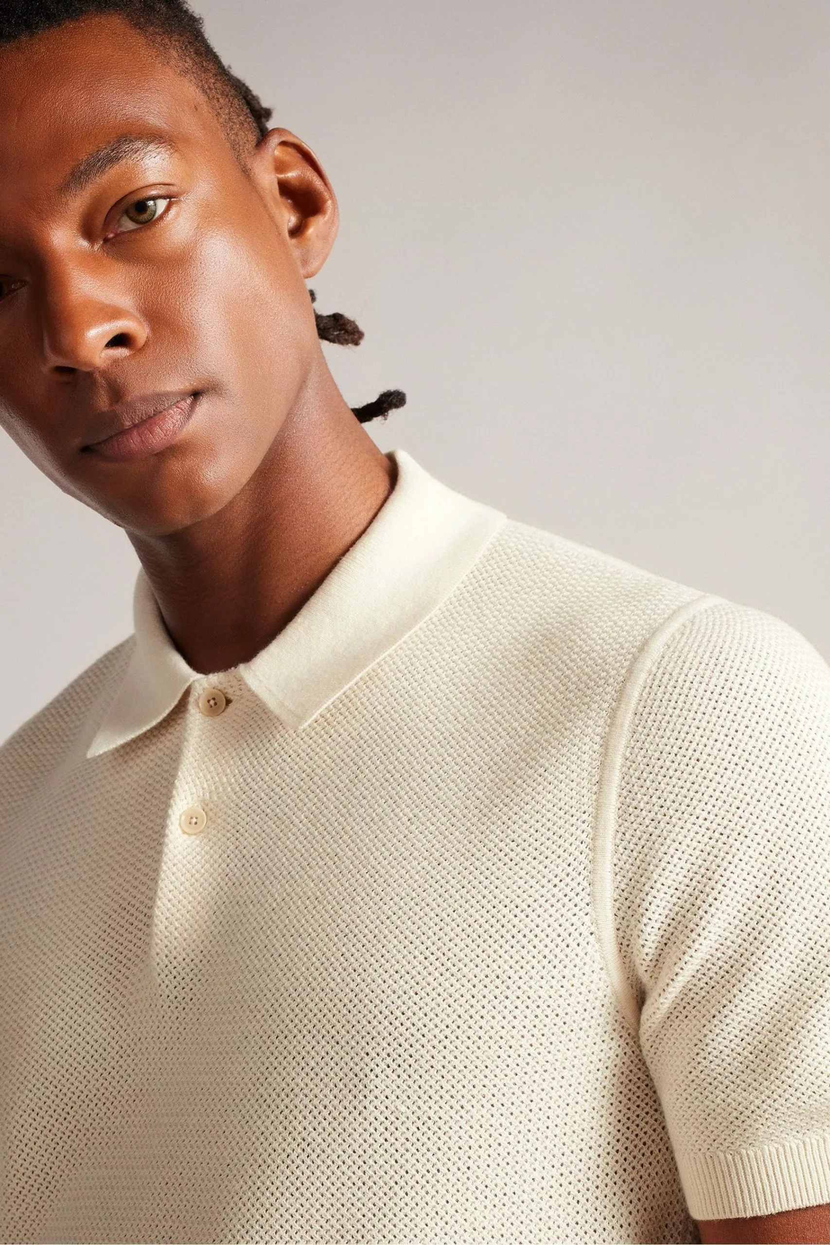 Ted Baker Imago Natural Regular Knitted Polo Shirt - Image 4
