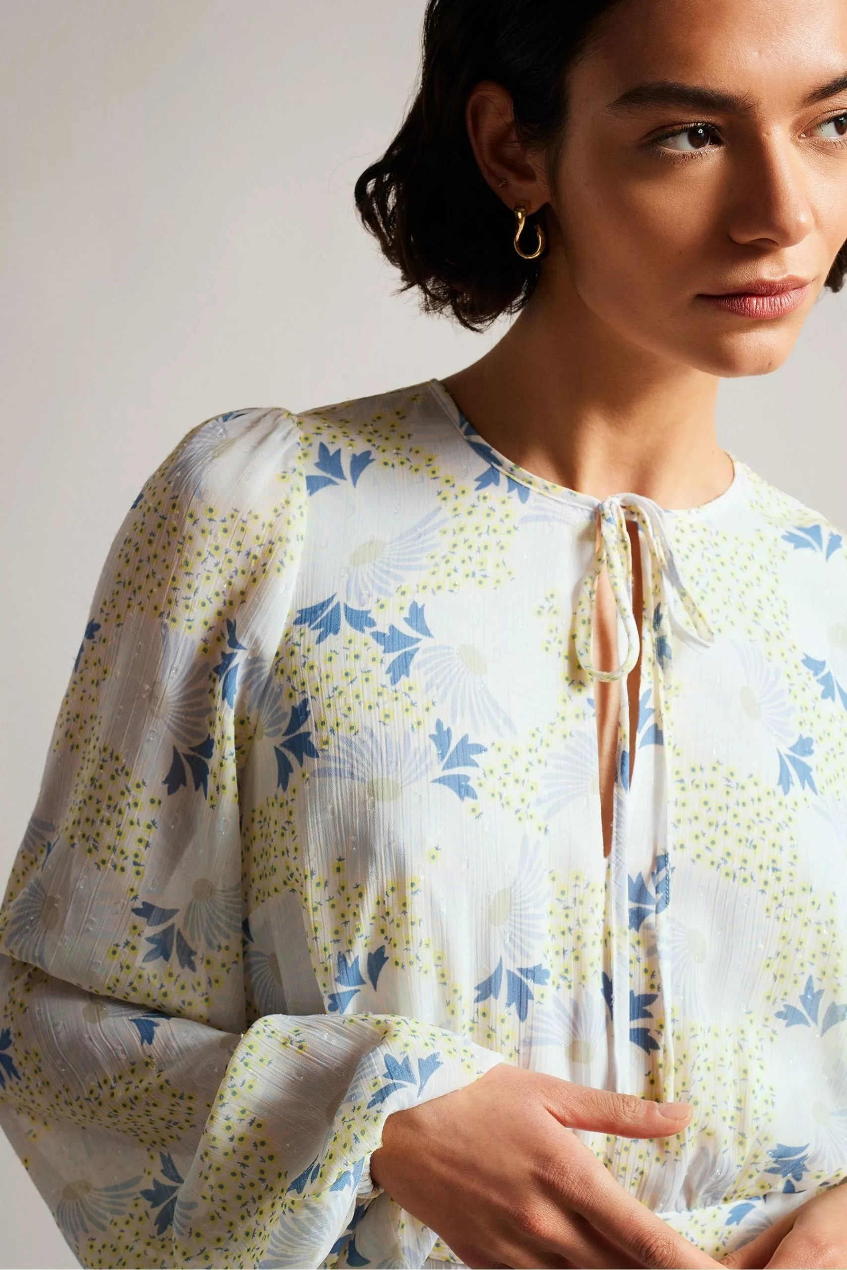 Ted Baker Sky Blue Suziiee Waisted Asymmetric Ruffles Mini Dress - Image 4