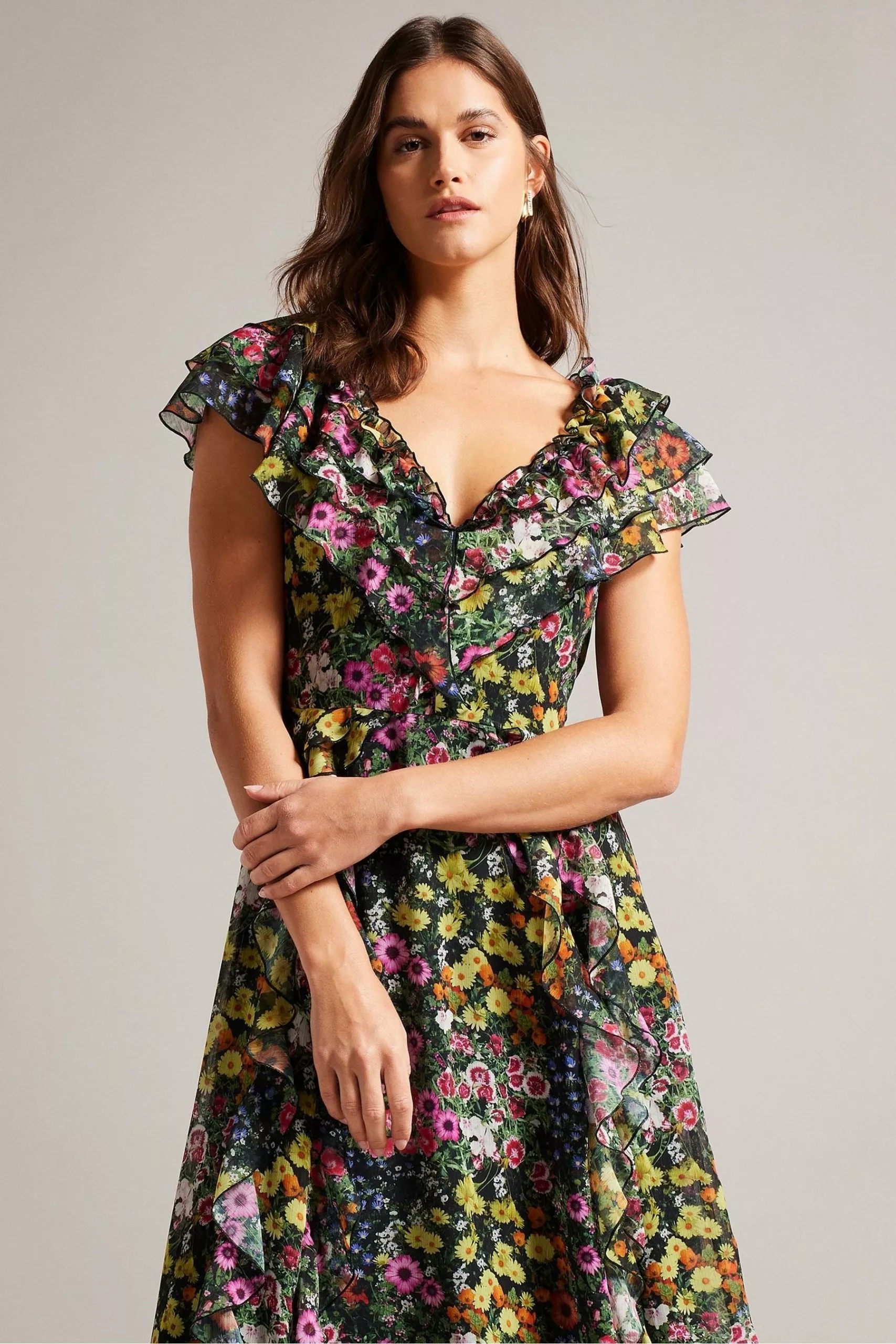 Ted Baker Adiie Black Frilled Sleeveless Maxi Dress With Tie Waist - Image 3