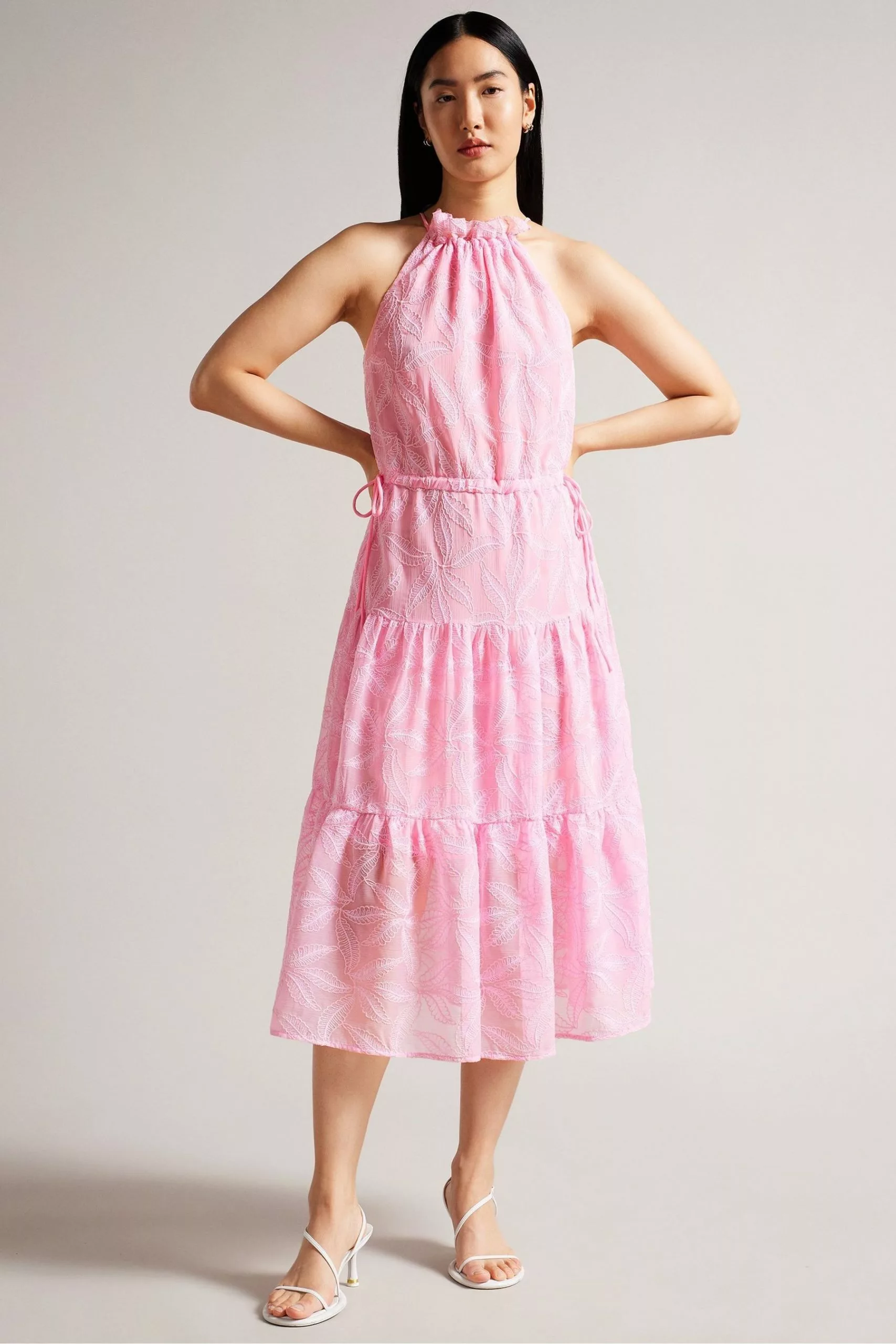 Ted Baker Lilac Purple Miarose Drawstring Waist Halterneck Dress