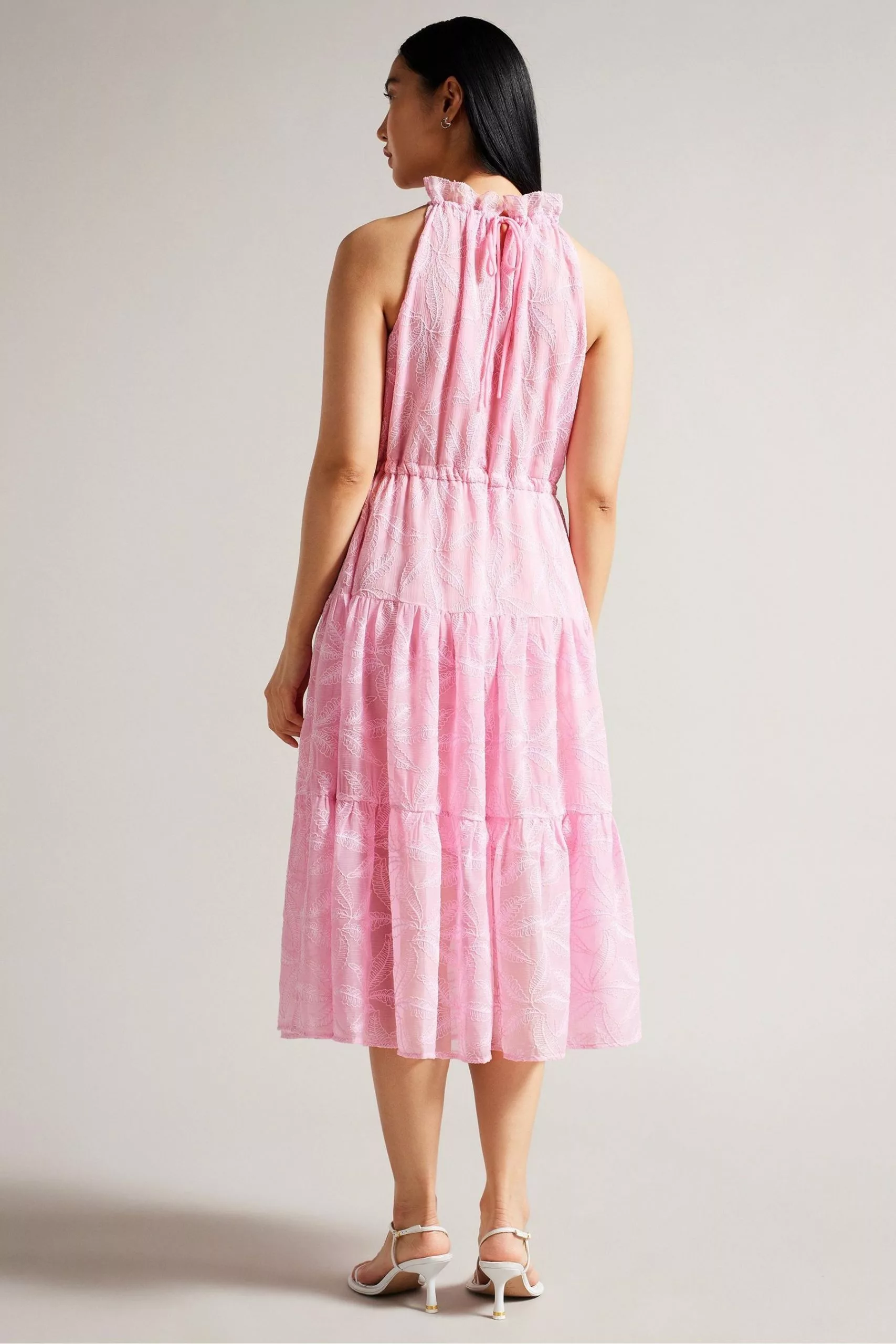 Ted Baker Lilac Purple Miarose Drawstring Waist Halterneck Dress - Image 2