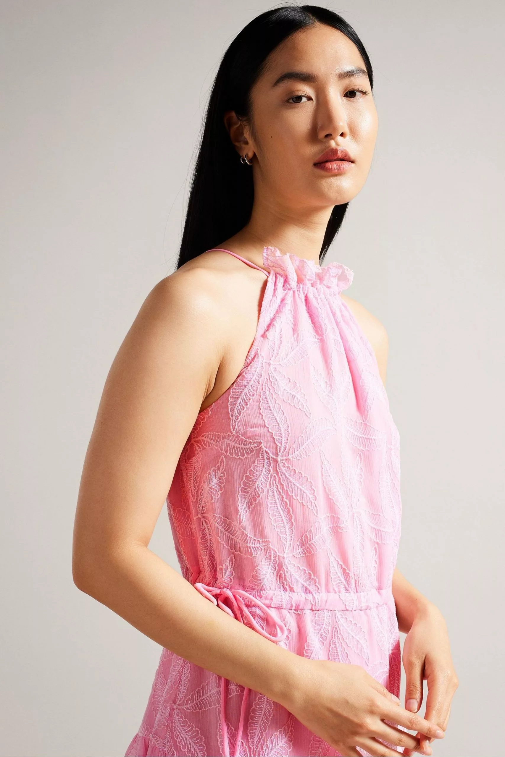 Ted Baker Lilac Purple Miarose Drawstring Waist Halterneck Dress - Image 3