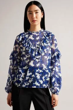 Ted Baker Idina White Baroque Floral Printed Blouse