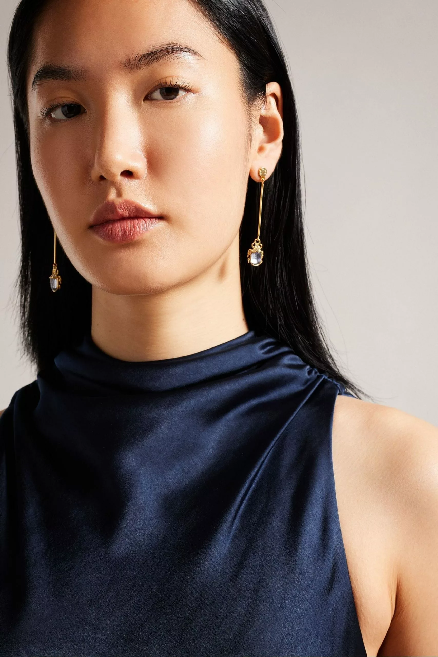 Ted Baker Blue Lilymay Dk Cowl Neck Bias Cut Midi Dress - Image 3