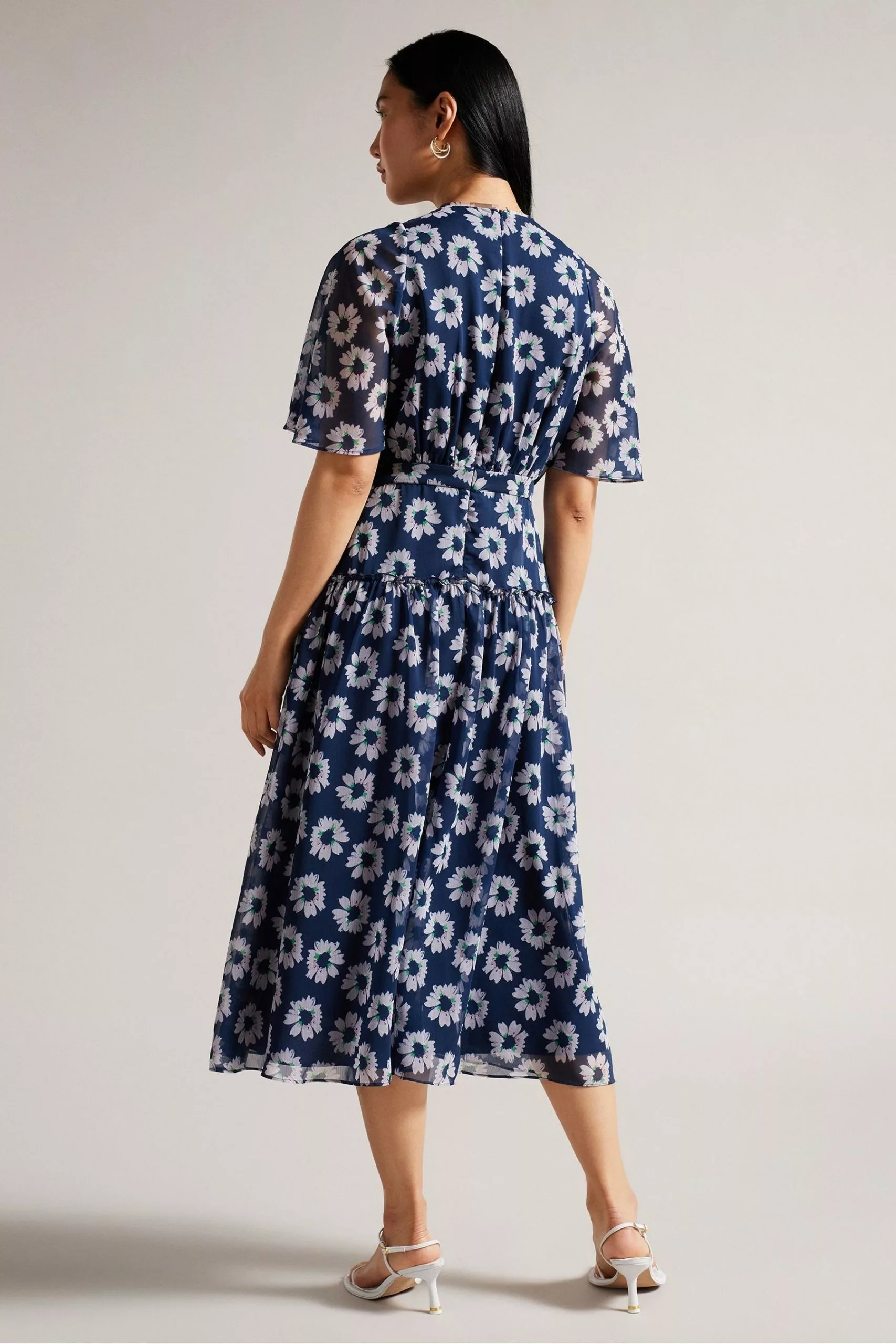 Ted Baker Marllee Blue Fit And Flare Tiered Midi Dress - Image 2