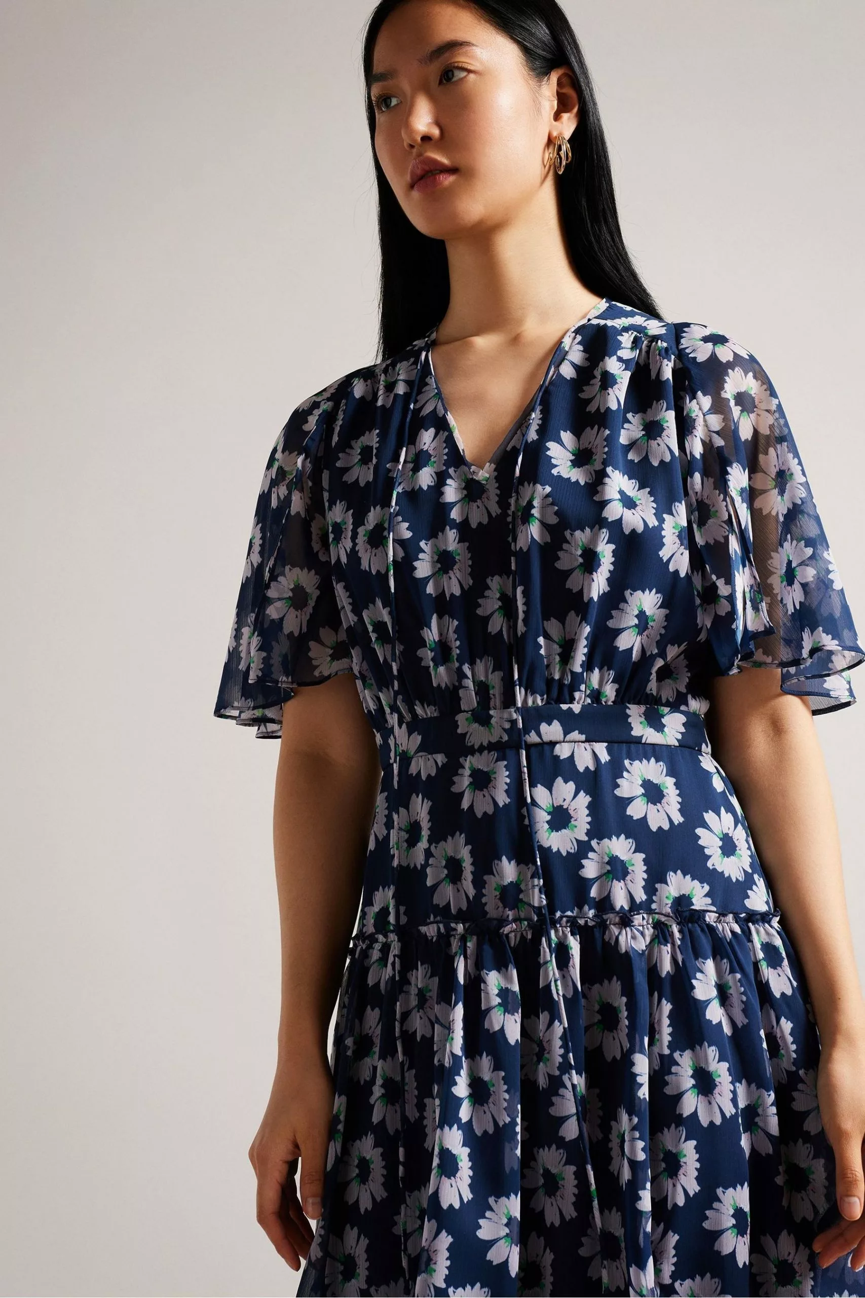 Ted Baker Marllee Blue Fit And Flare Tiered Midi Dress - Image 3