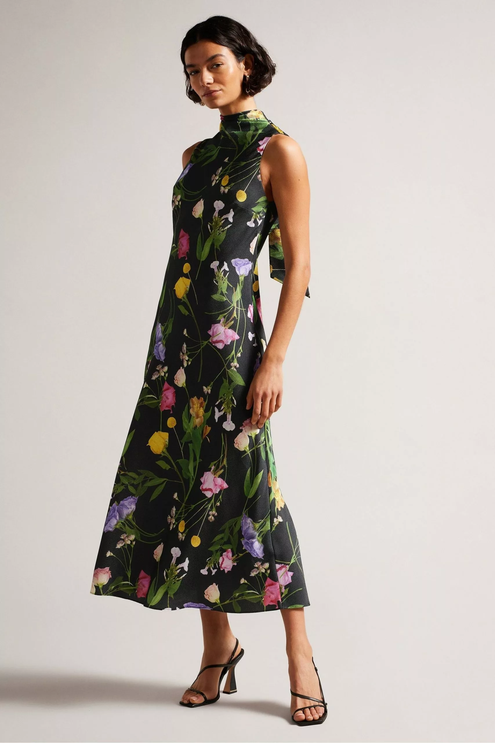 Ted Baker Addilin Cowl Neck Black Midi Slip Dress - Image 3