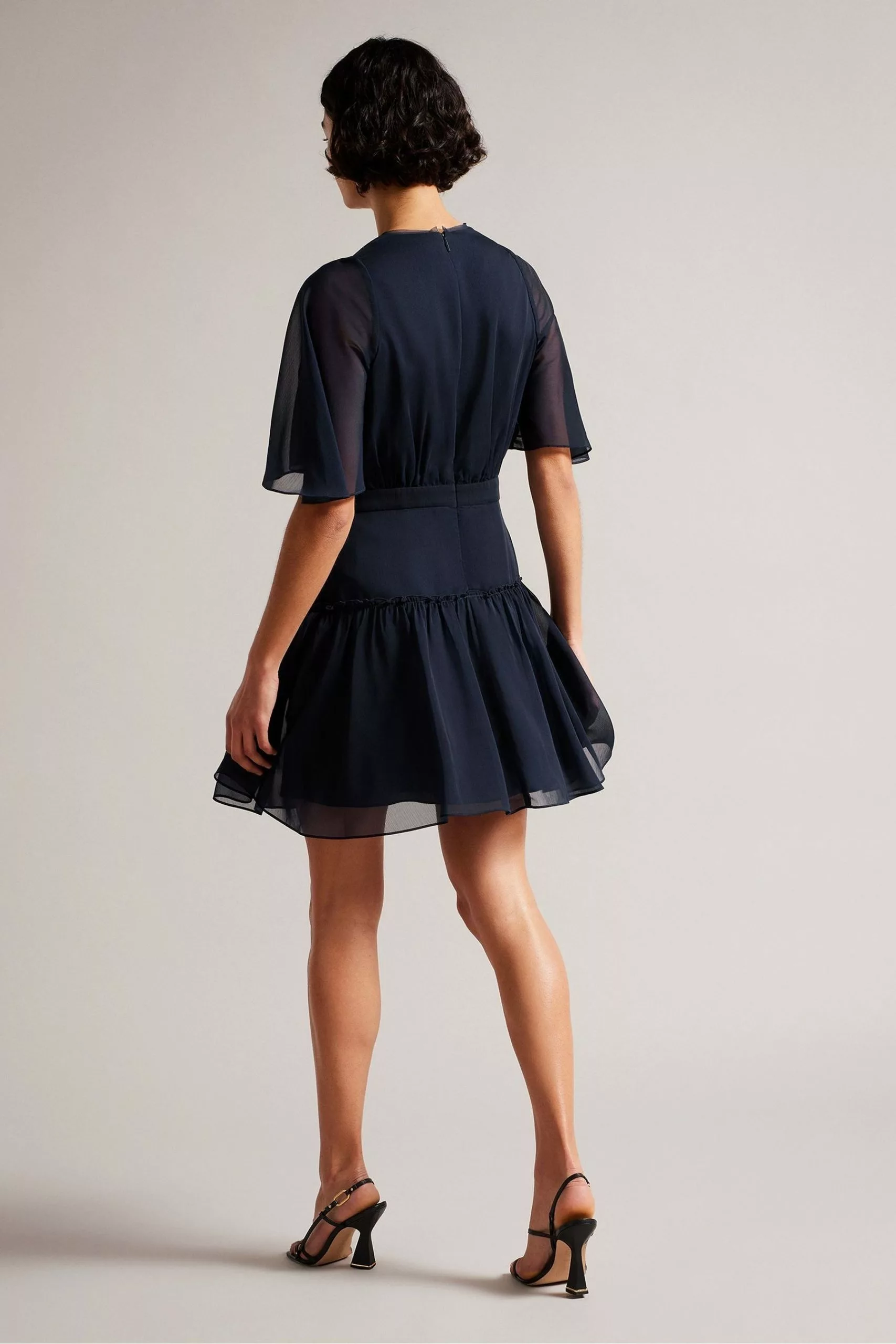 Ted Baker Blue Giggie Fit And Flare Tiered Mini Dress - Image 2