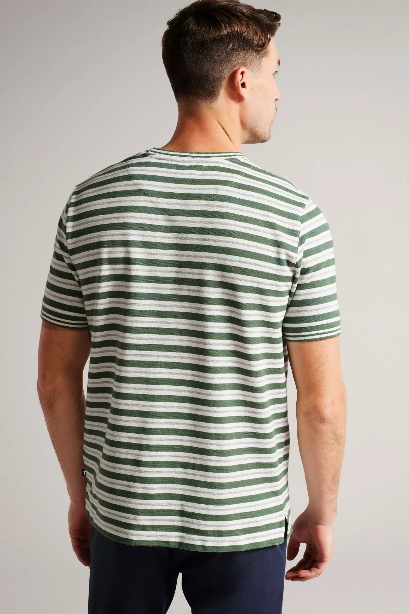 Ted Baker Green Vadell Short Sleeved Regular Fit Striped T-Shirt