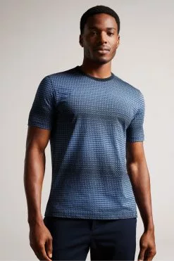Ted Baker Ronete Blue Short Sleeved Regular Fit Geo T-Shirt